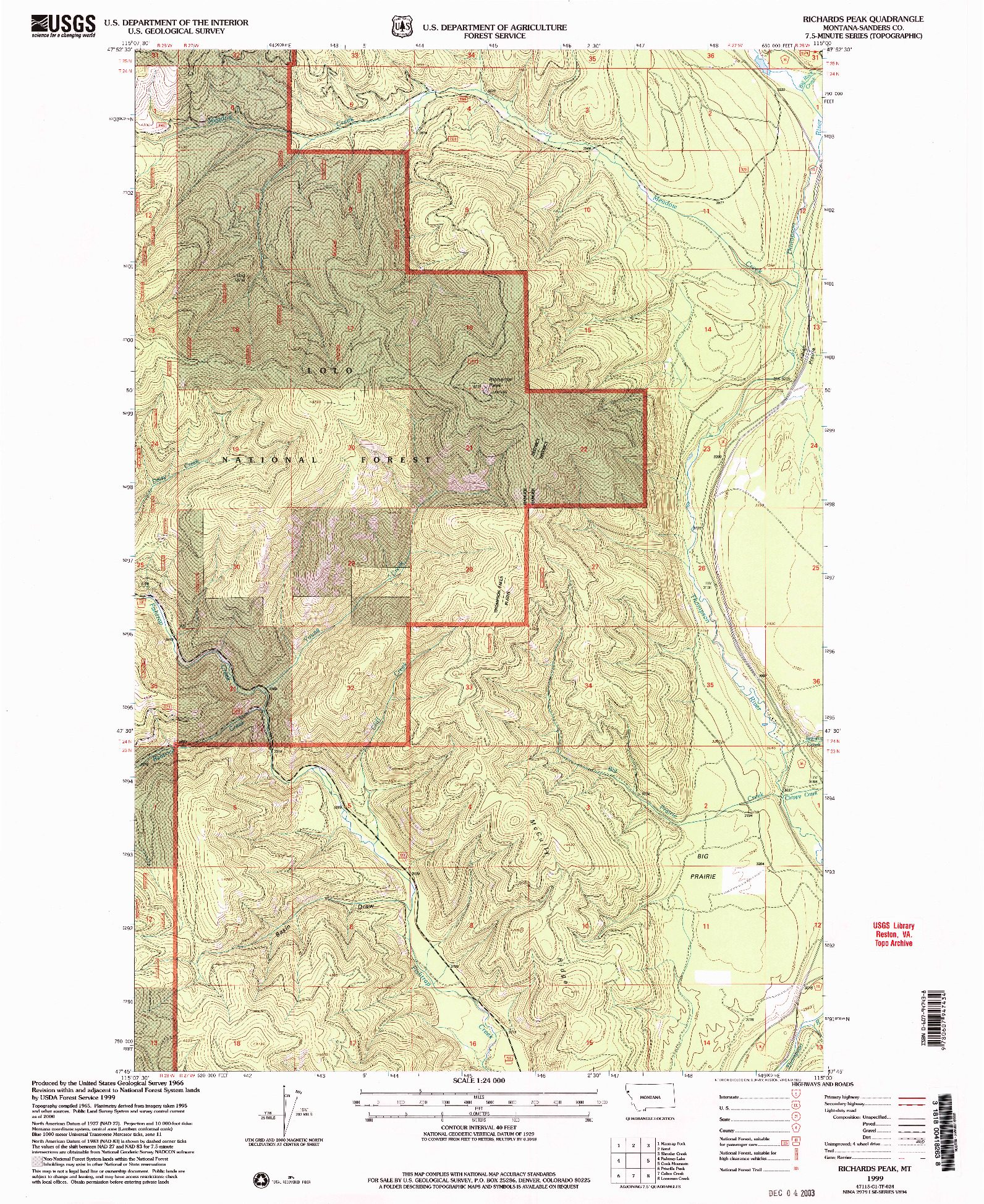 USGS 1:24000-SCALE QUADRANGLE FOR RICHARDS PEAK, MT 1999