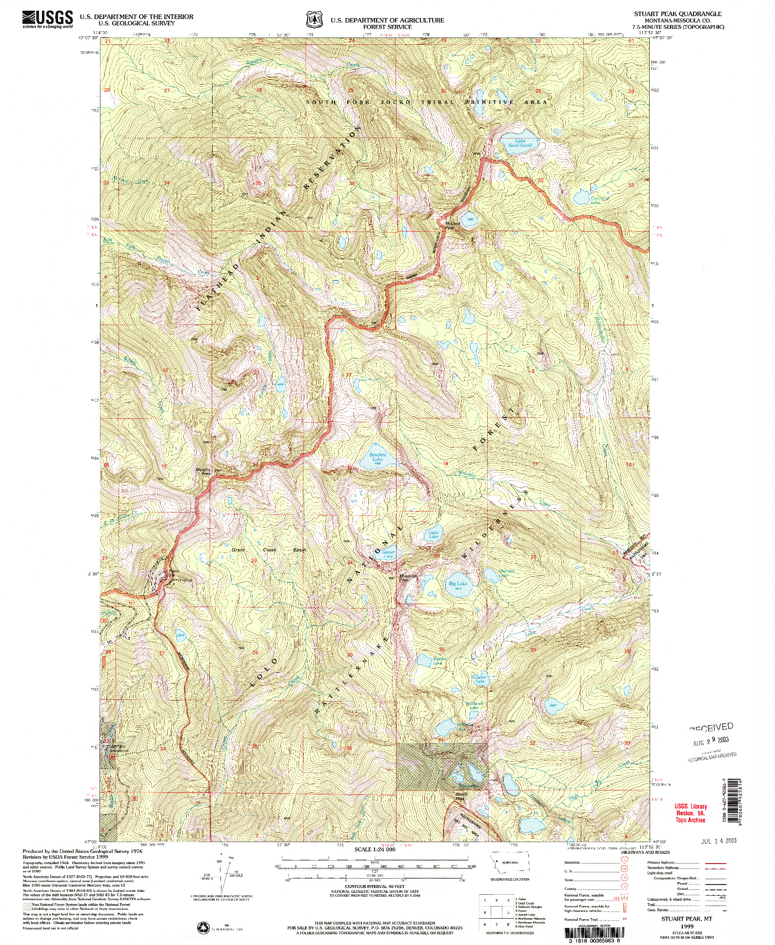 USGS 1:24000-SCALE QUADRANGLE FOR STUART PEAK, MT 1999