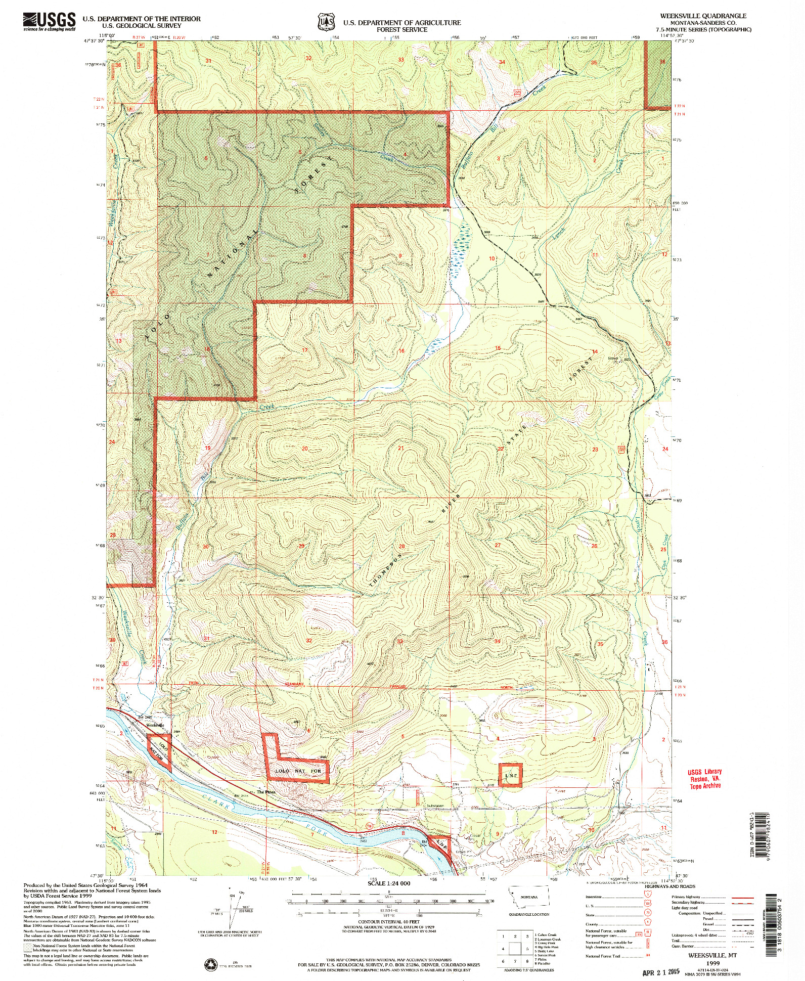 USGS 1:24000-SCALE QUADRANGLE FOR WEEKSVILLE, MT 1999