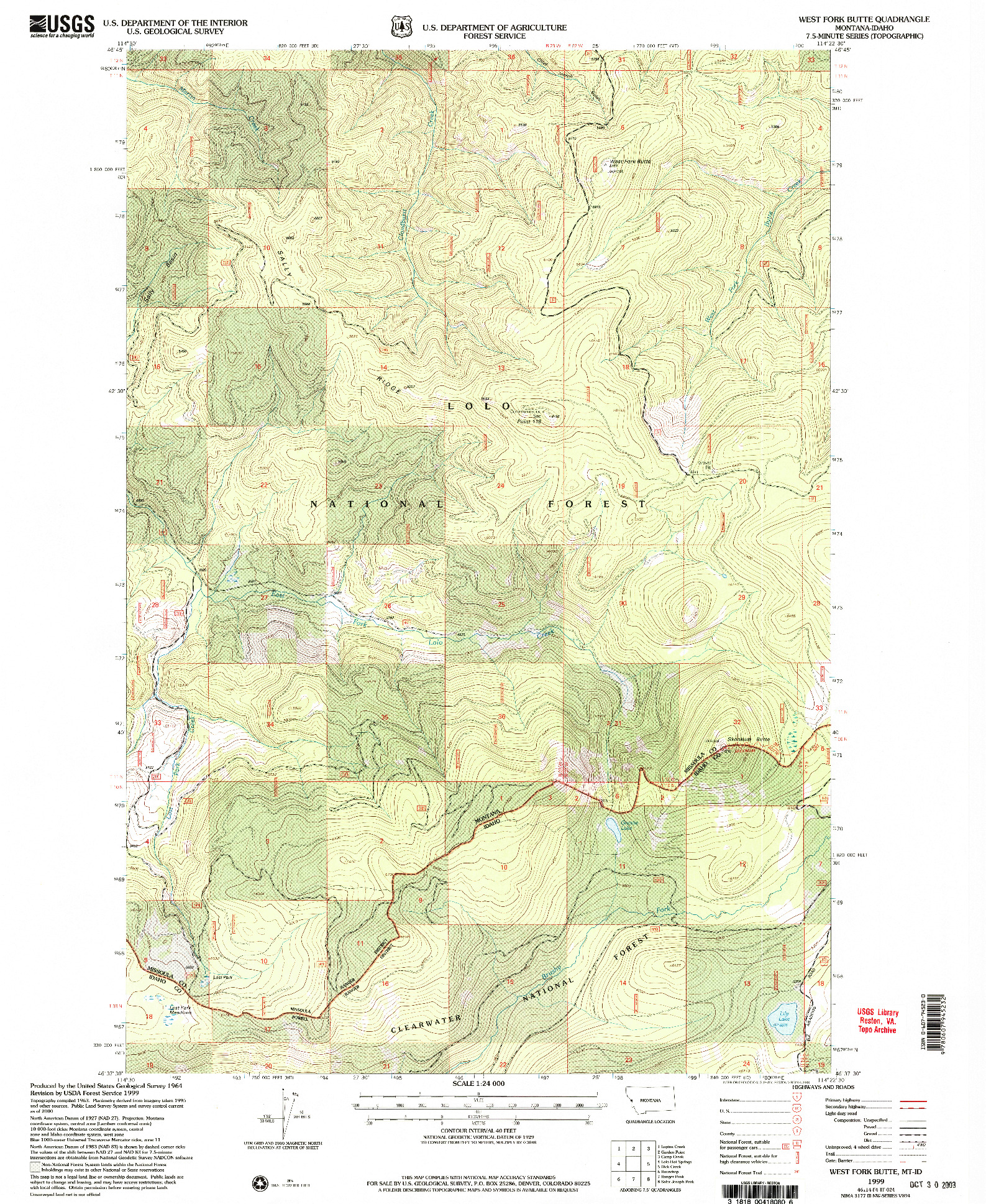 USGS 1:24000-SCALE QUADRANGLE FOR WEST FORK BUTTE, MT 1999