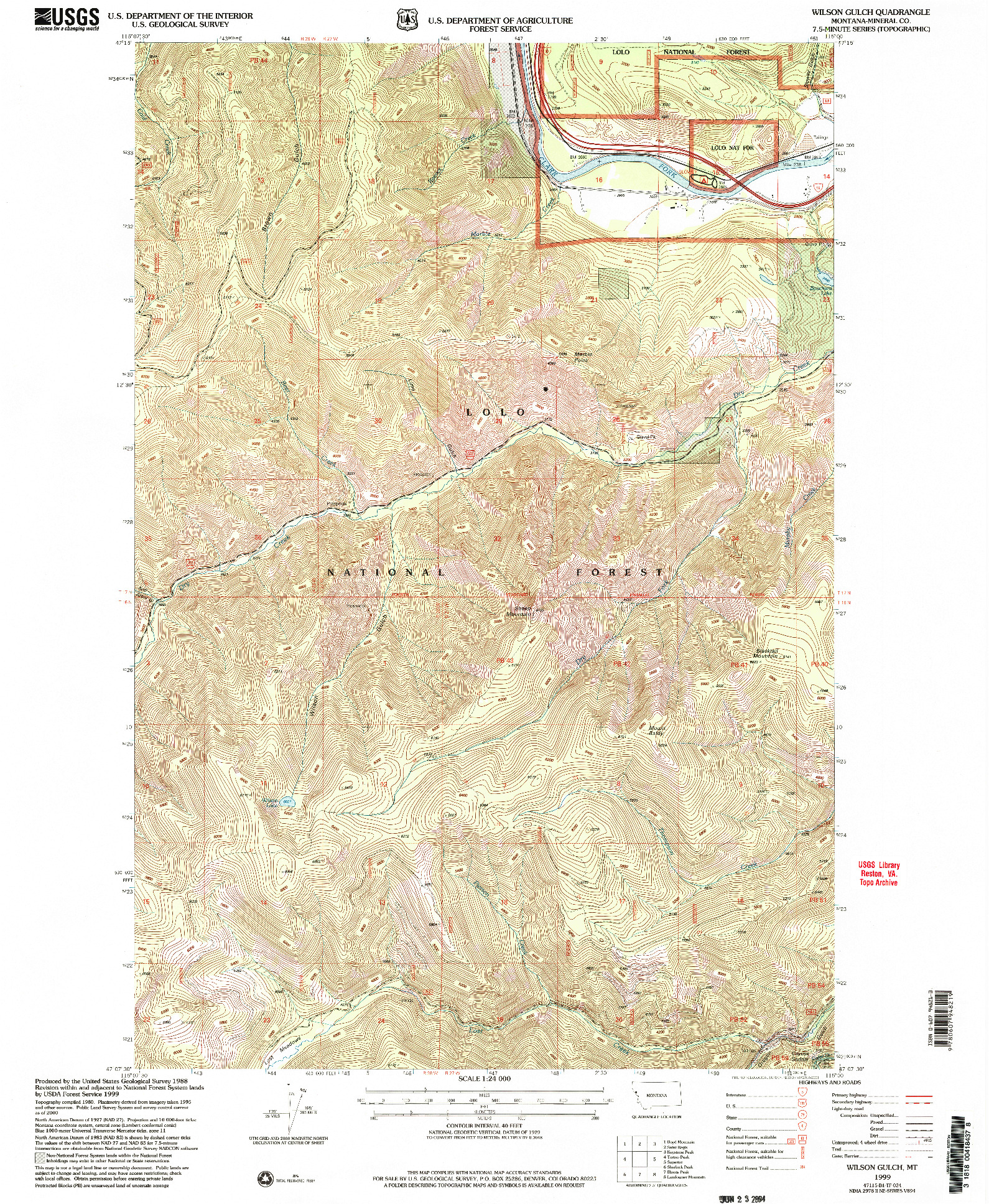 USGS 1:24000-SCALE QUADRANGLE FOR WILSON GULCH, MT 1999