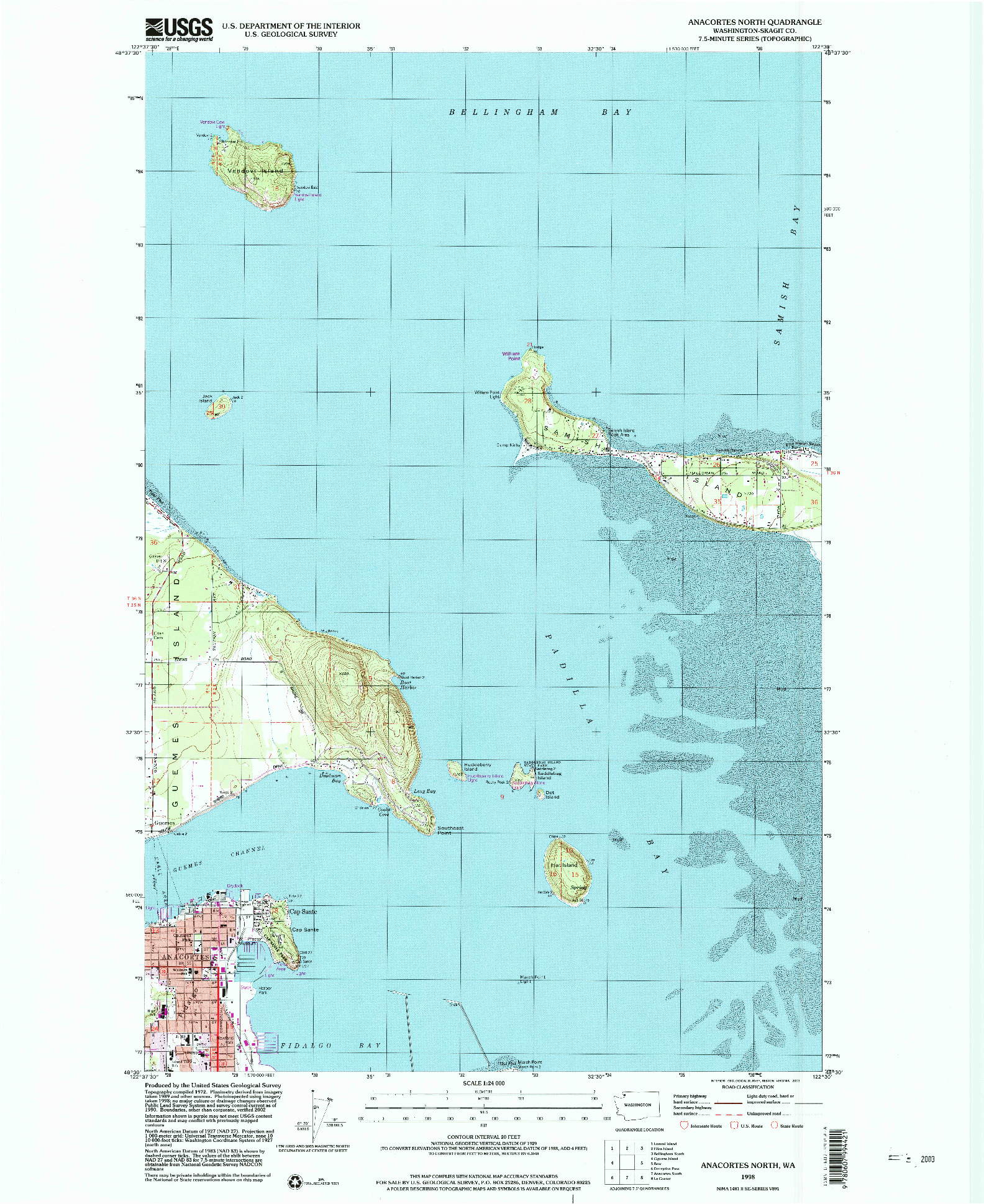 USGS 1:24000-SCALE QUADRANGLE FOR ANACORTES NORTH, WA 1998