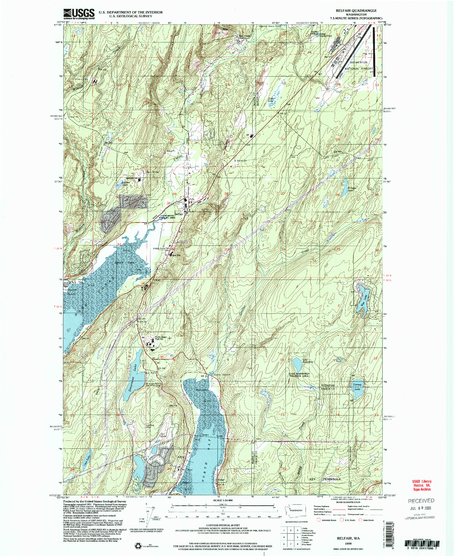 USGS 1:24000-SCALE QUADRANGLE FOR BELFAIR, WA 1999