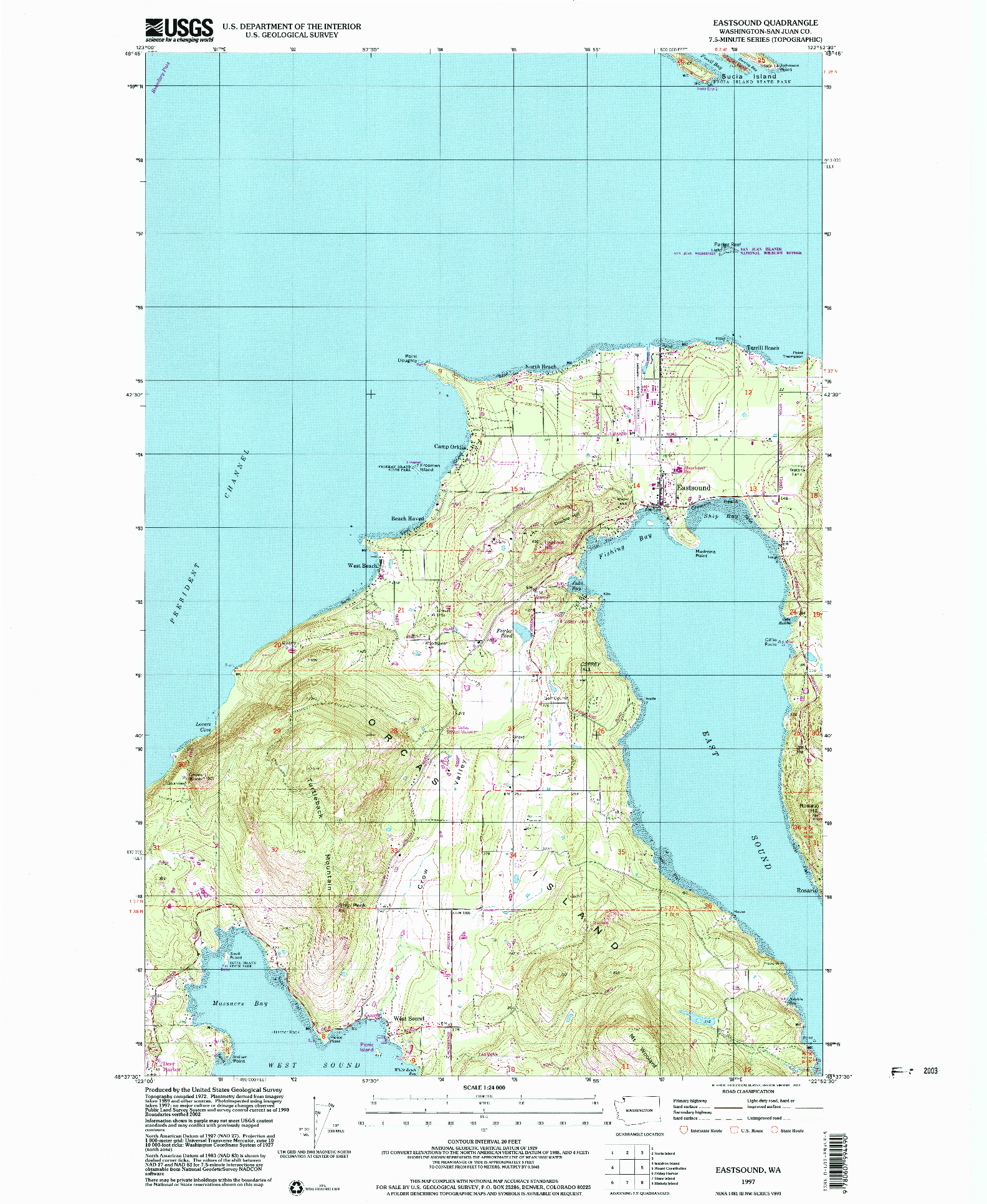 USGS 1:24000-SCALE QUADRANGLE FOR EASTSOUND, WA 1997