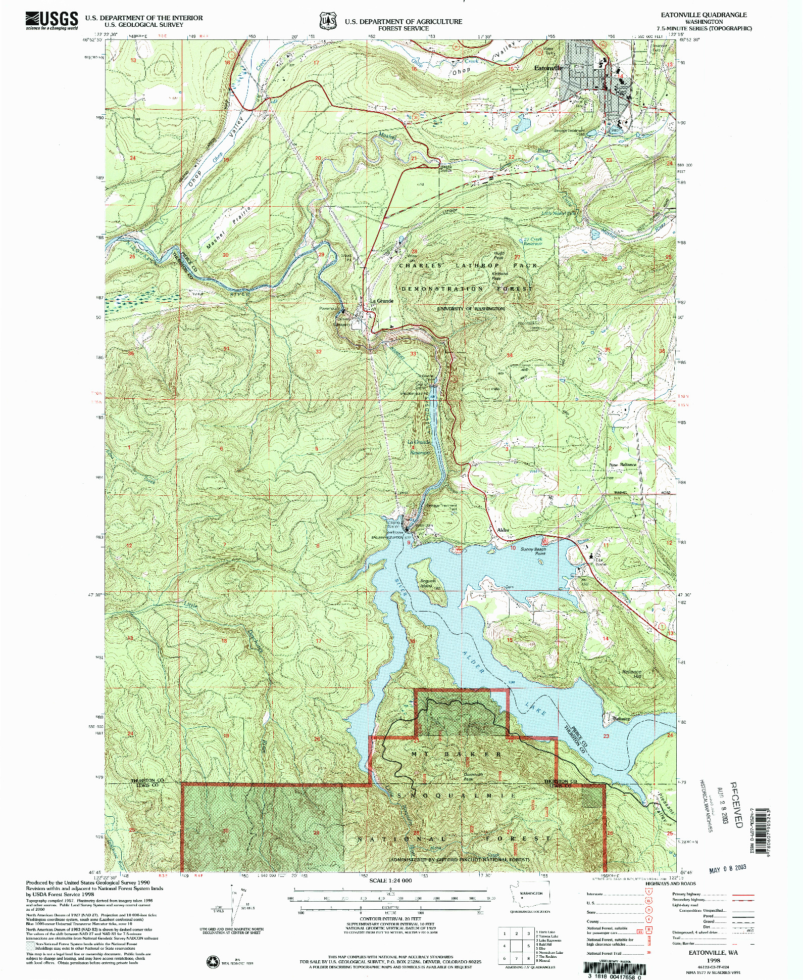 USGS 1:24000-SCALE QUADRANGLE FOR EATONVILLE, WA 1998