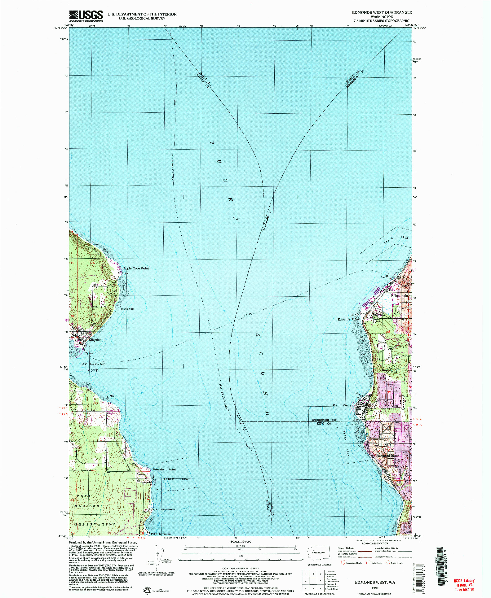 USGS 1:24000-SCALE QUADRANGLE FOR EDMONDS WEST, WA 1997