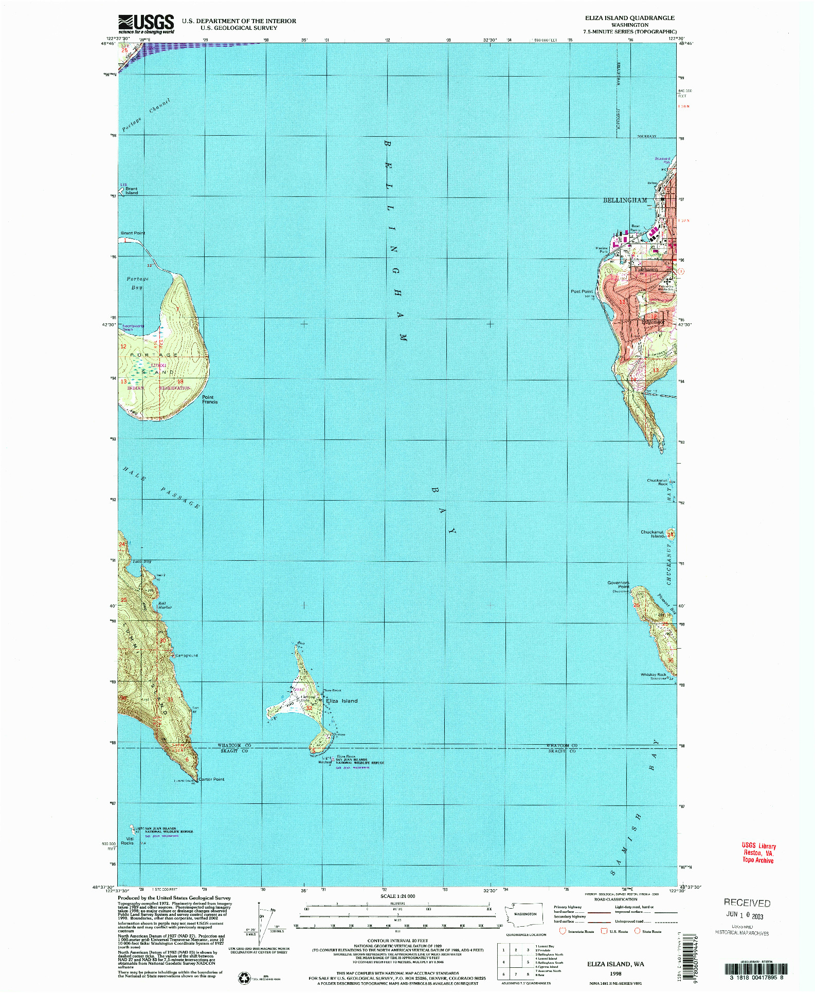 USGS 1:24000-SCALE QUADRANGLE FOR ELIZA ISLAND, WA 1998