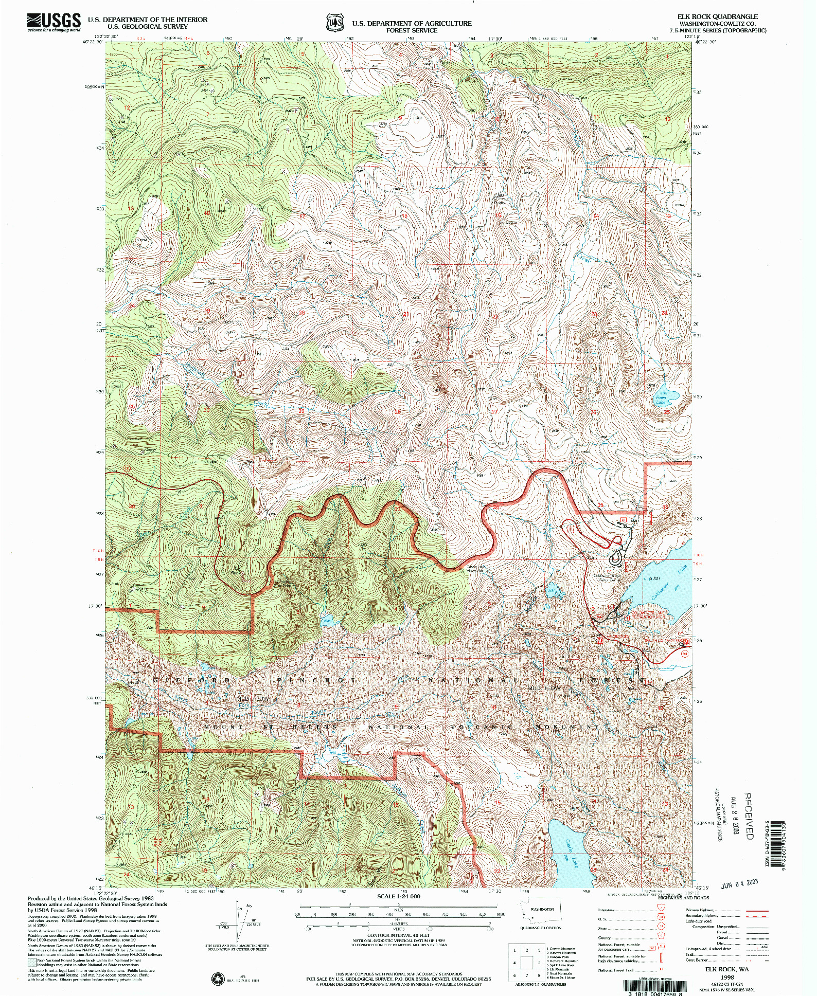 USGS 1:24000-SCALE QUADRANGLE FOR ELK ROCK, WA 1998