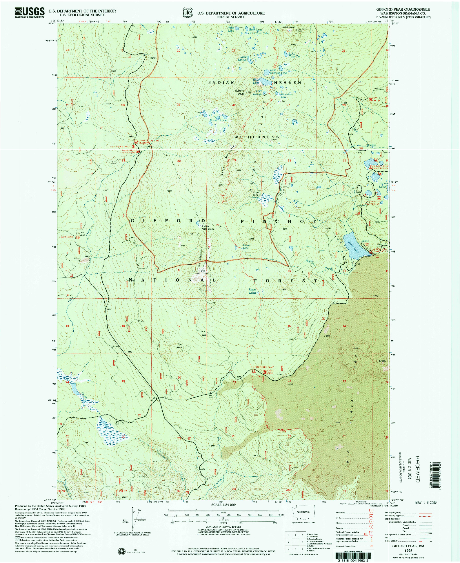 USGS 1:24000-SCALE QUADRANGLE FOR GIFFORD PEAK, WA 1998