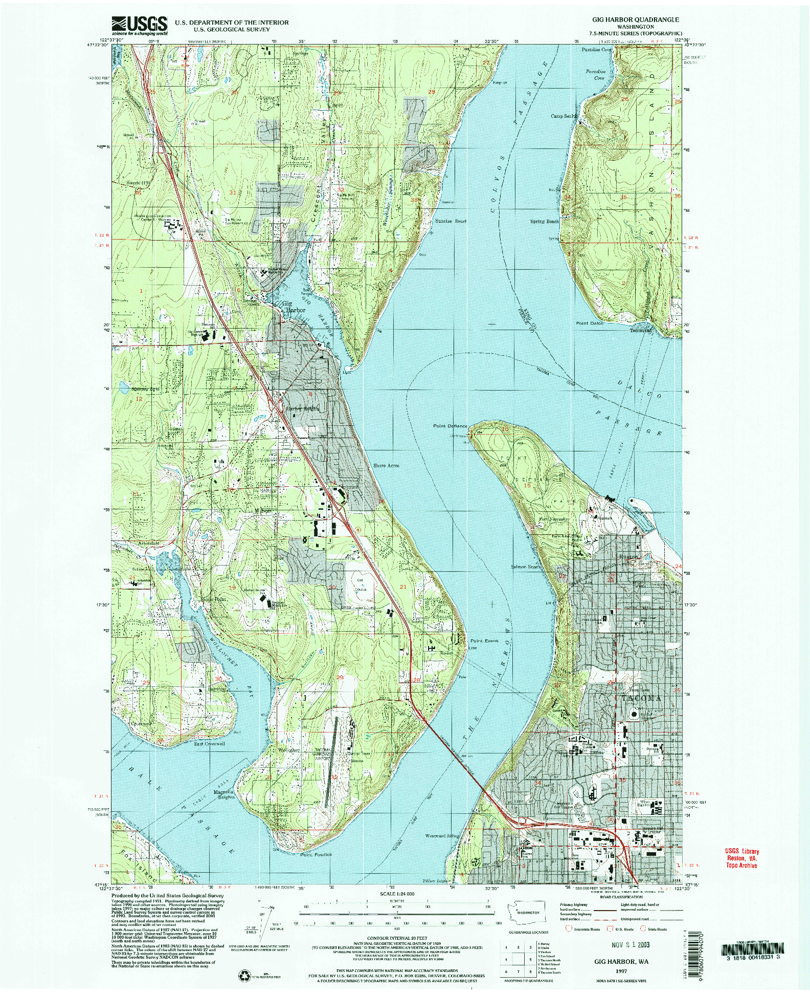 USGS 1:24000-SCALE QUADRANGLE FOR GIG HARBOR, WA 1997