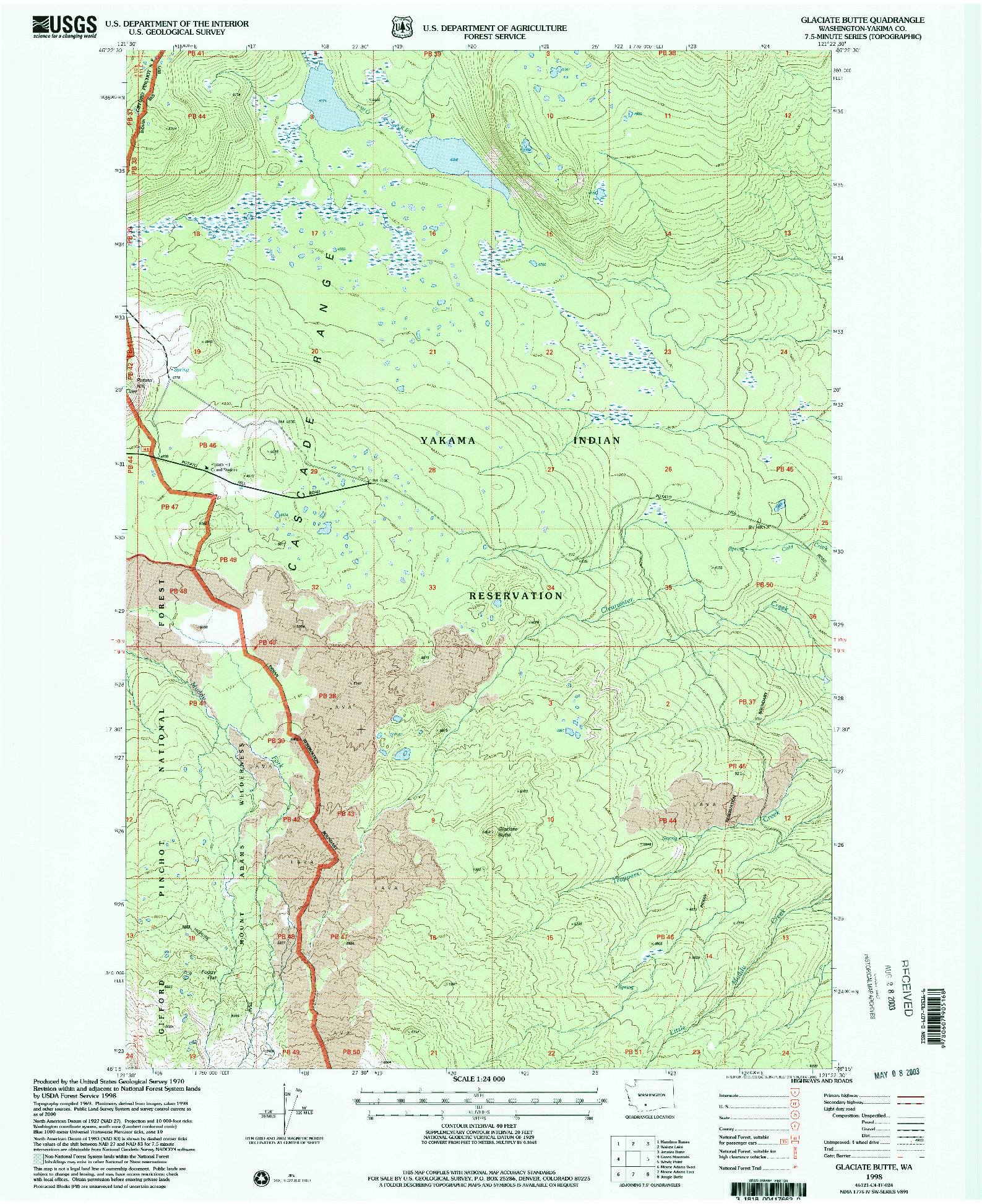 USGS 1:24000-SCALE QUADRANGLE FOR GLACIATE BUTTE, WA 1998