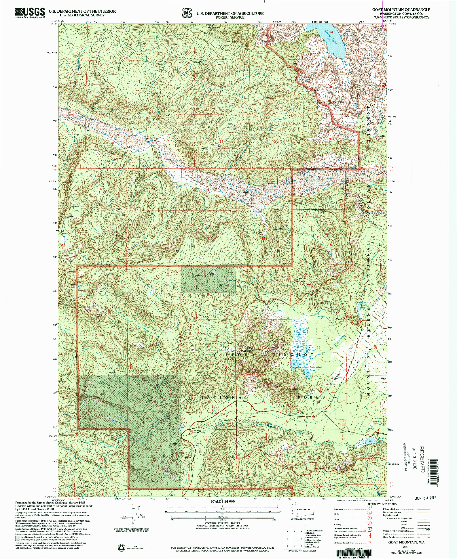 USGS 1:24000-SCALE QUADRANGLE FOR GOAT MOUNTAIN, WA 2000