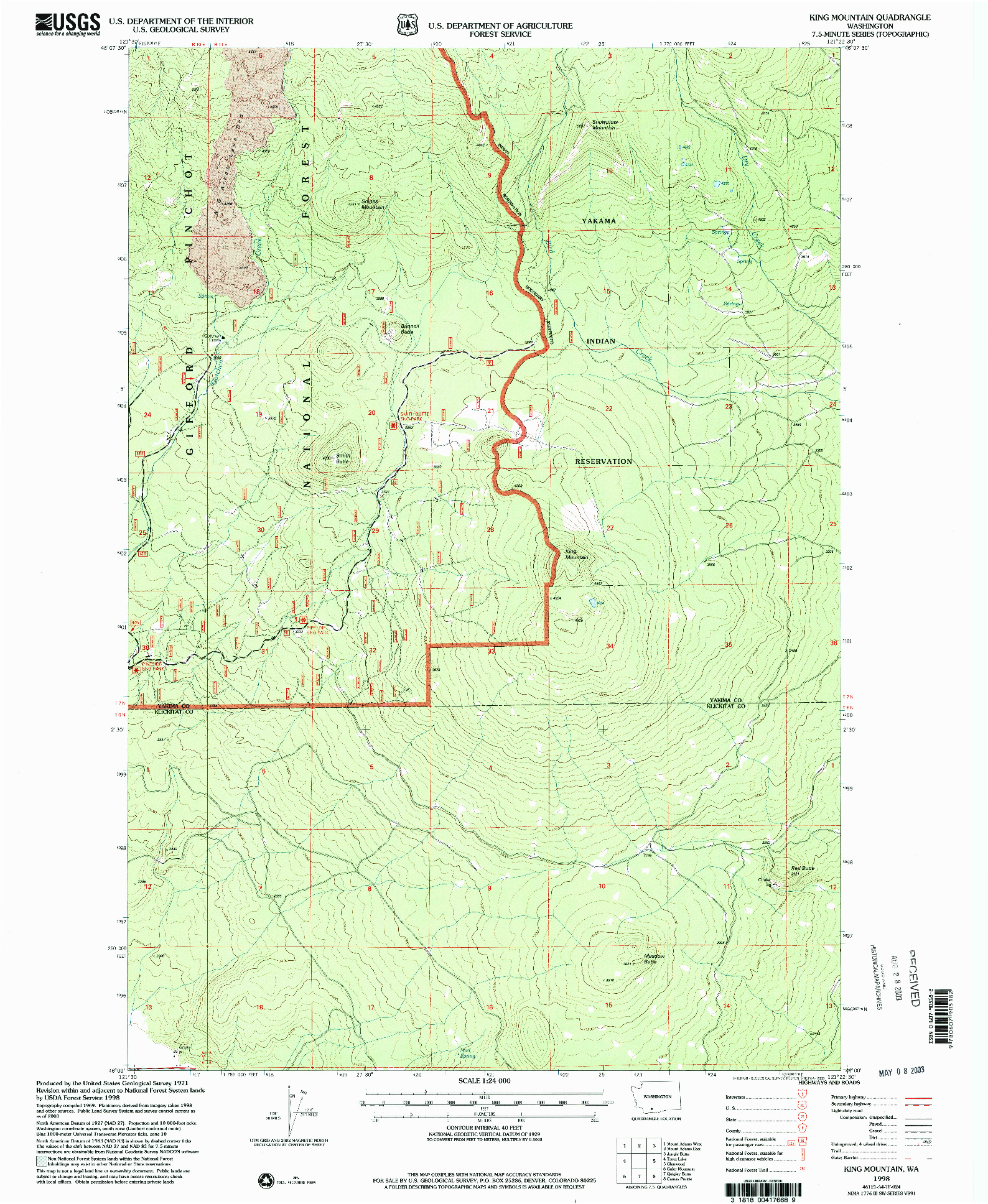 USGS 1:24000-SCALE QUADRANGLE FOR KING MOUNTAIN, WA 1998