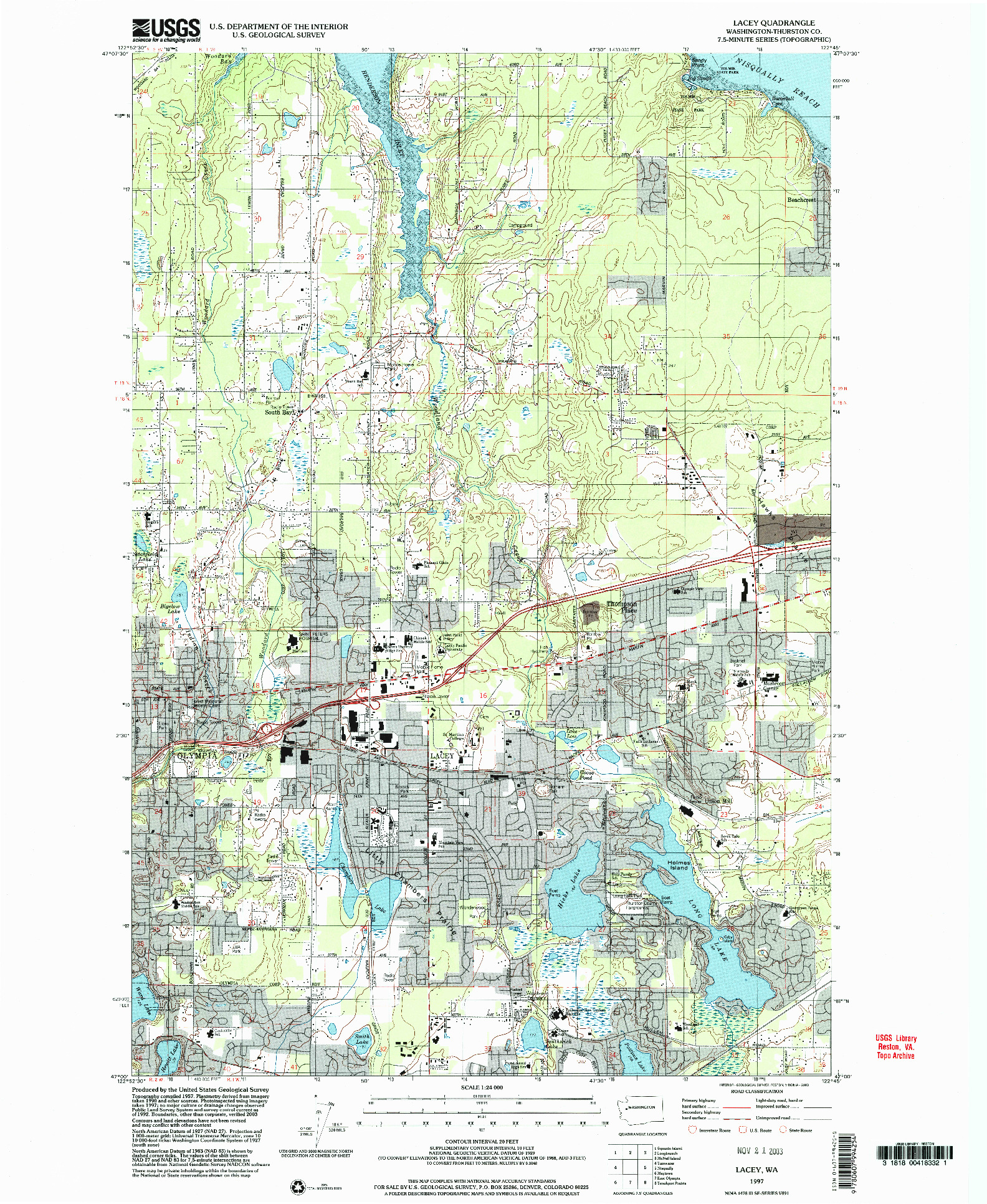 USGS 1:24000-SCALE QUADRANGLE FOR LACEY, WA 1997