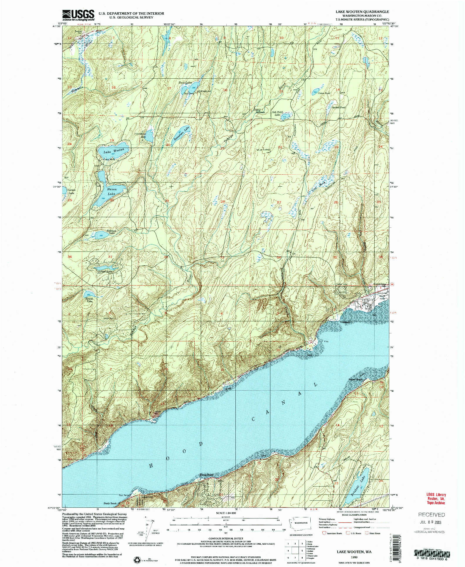 USGS 1:24000-SCALE QUADRANGLE FOR LAKE WOOTEN, WA 1999