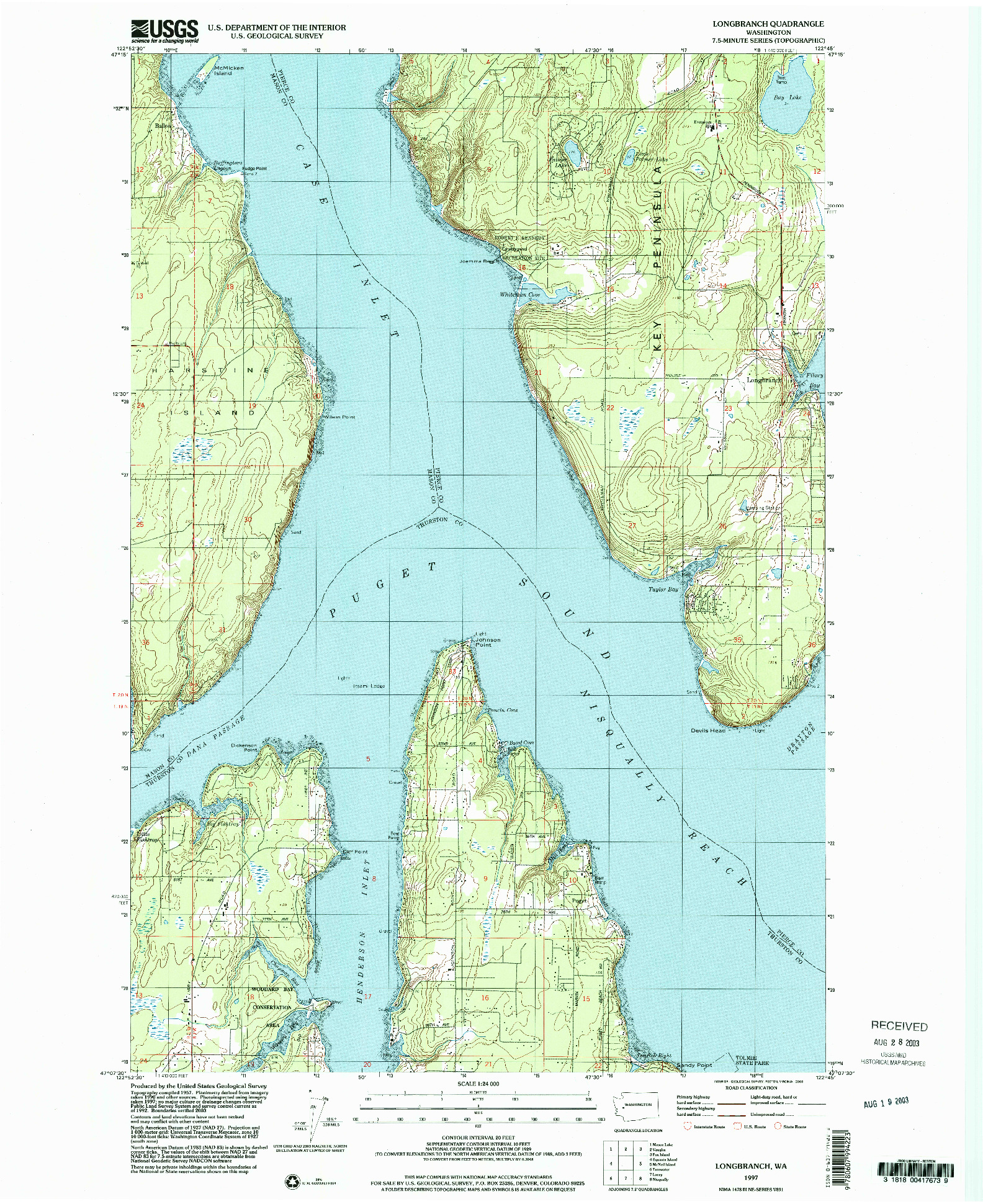 USGS 1:24000-SCALE QUADRANGLE FOR LONGBRANCH, WA 1997