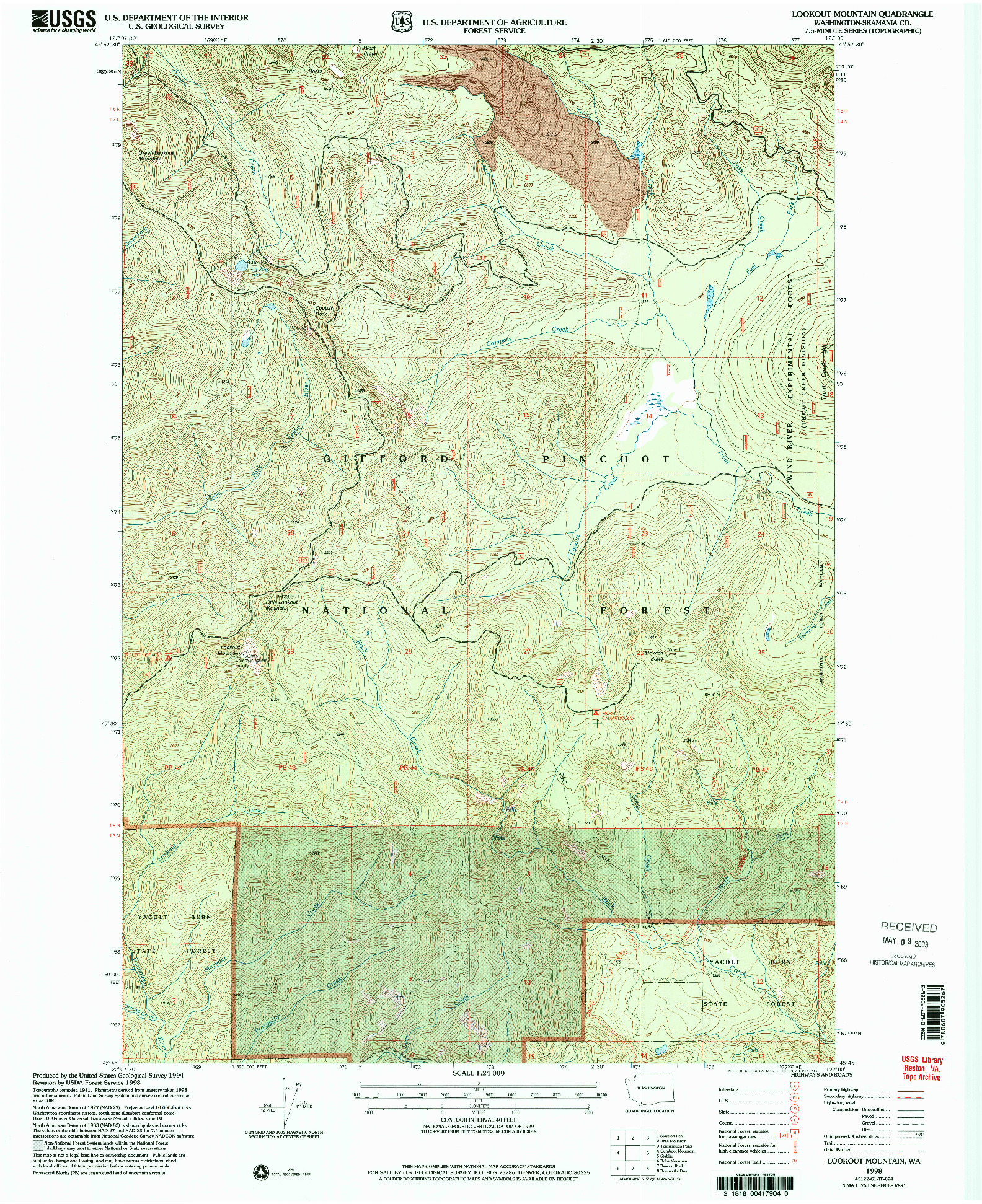USGS 1:24000-SCALE QUADRANGLE FOR LOOKOUT MOUNTAIN, WA 1998