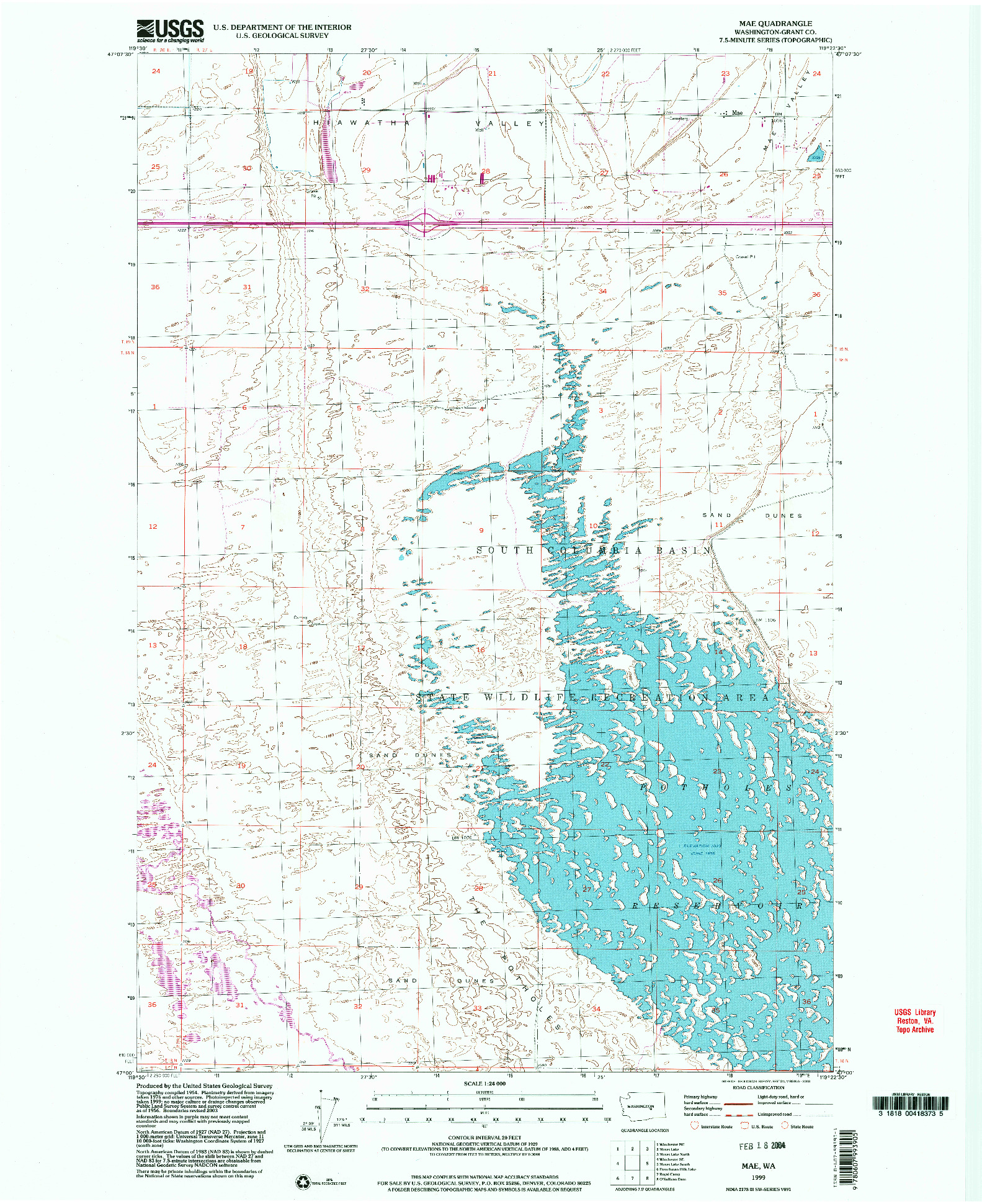 USGS 1:24000-SCALE QUADRANGLE FOR MAE, WA 1999