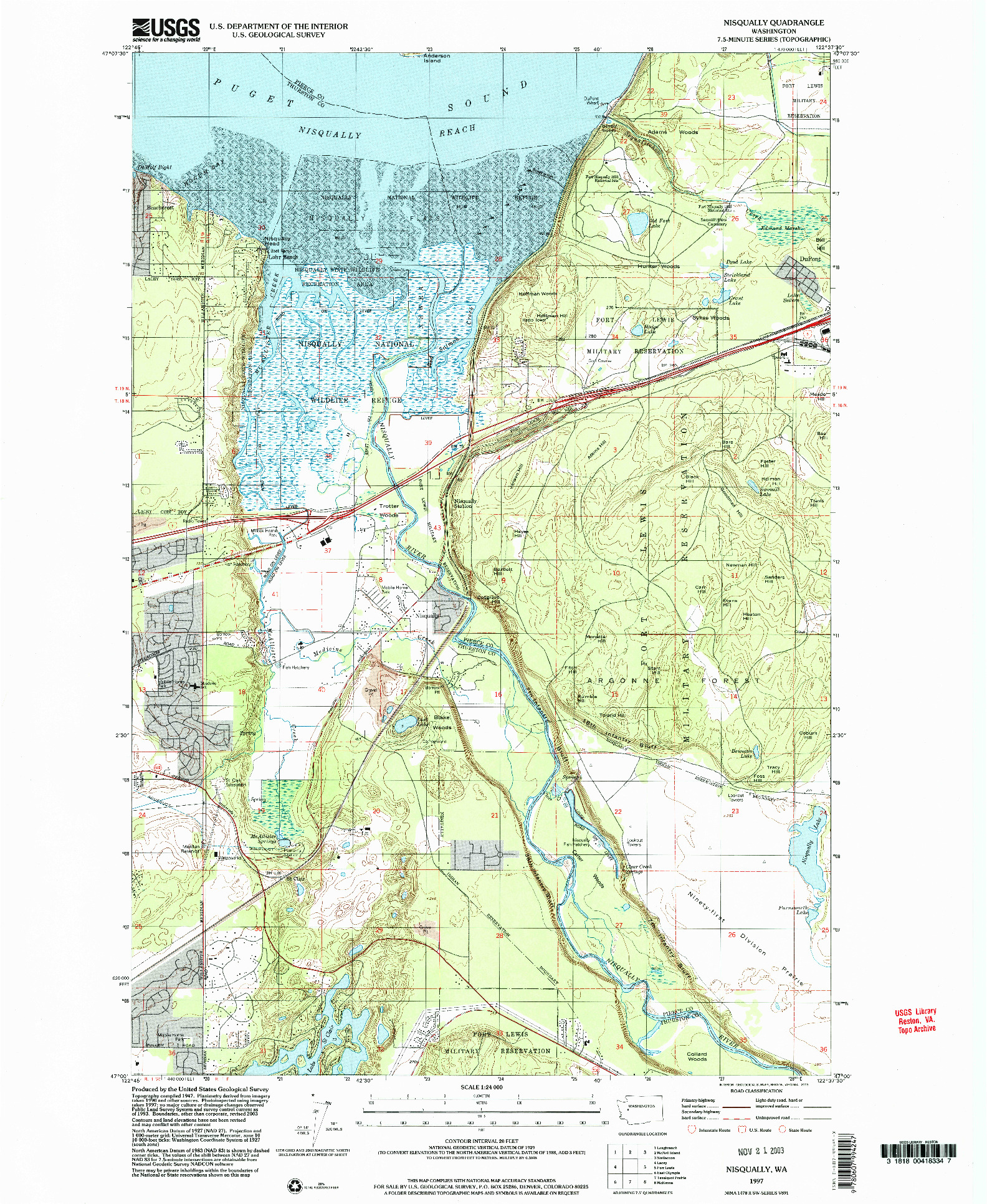 USGS 1:24000-SCALE QUADRANGLE FOR NISQUALLY, WA 1997