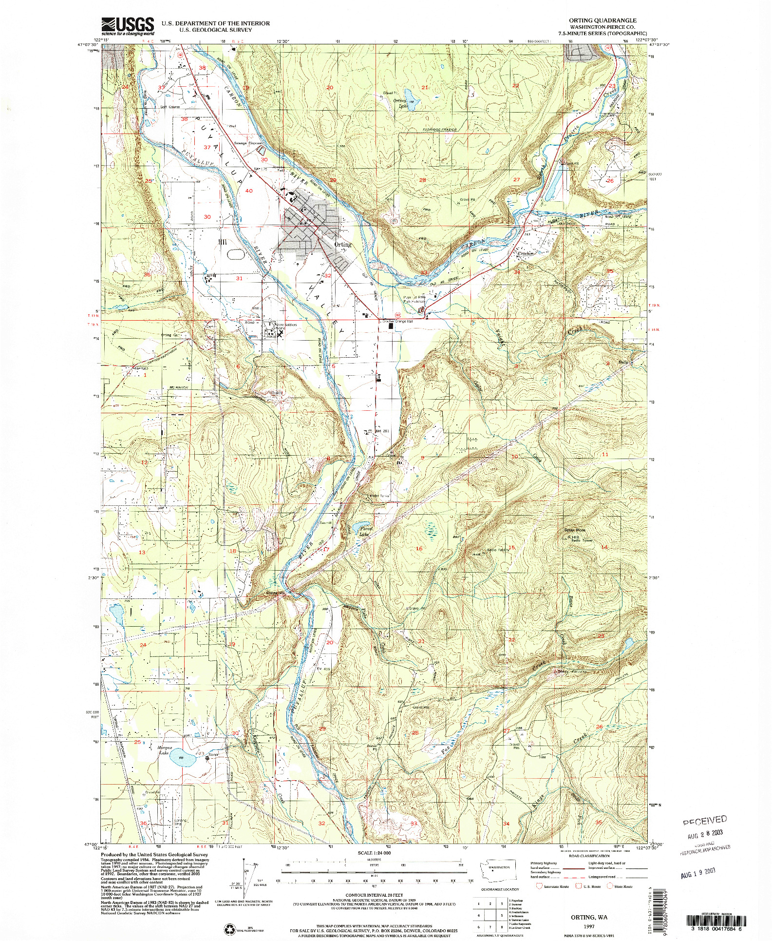 USGS 1:24000-SCALE QUADRANGLE FOR ORTING, WA 1997