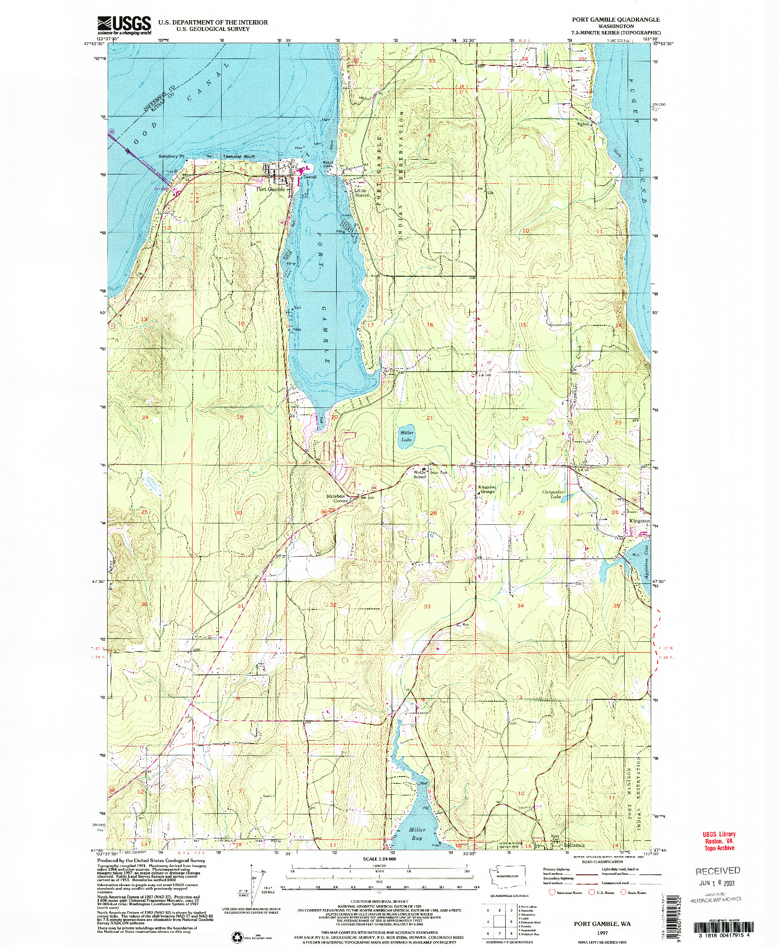 USGS 1:24000-SCALE QUADRANGLE FOR PORT GAMBLE, WA 1997