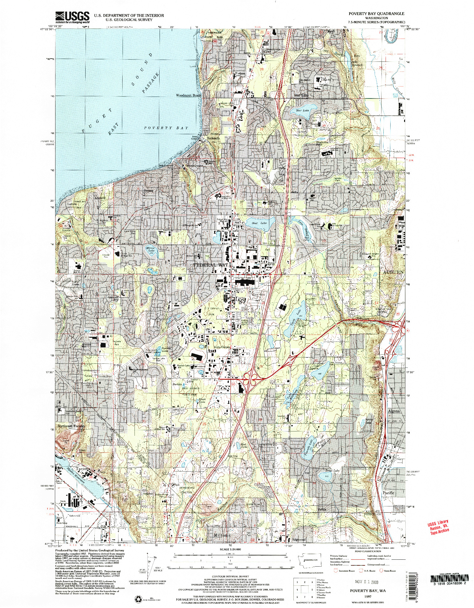 USGS 1:24000-SCALE QUADRANGLE FOR POVERTY BAY, WA 1997