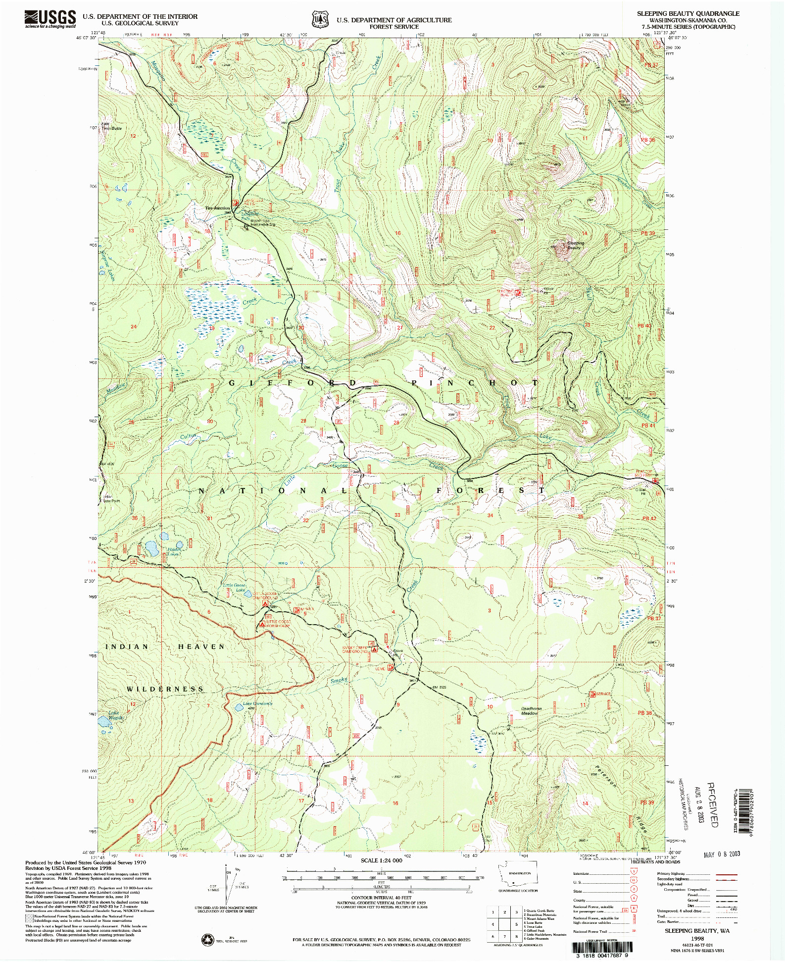 USGS 1:24000-SCALE QUADRANGLE FOR SLEEPING BEAUTY, WA 1998