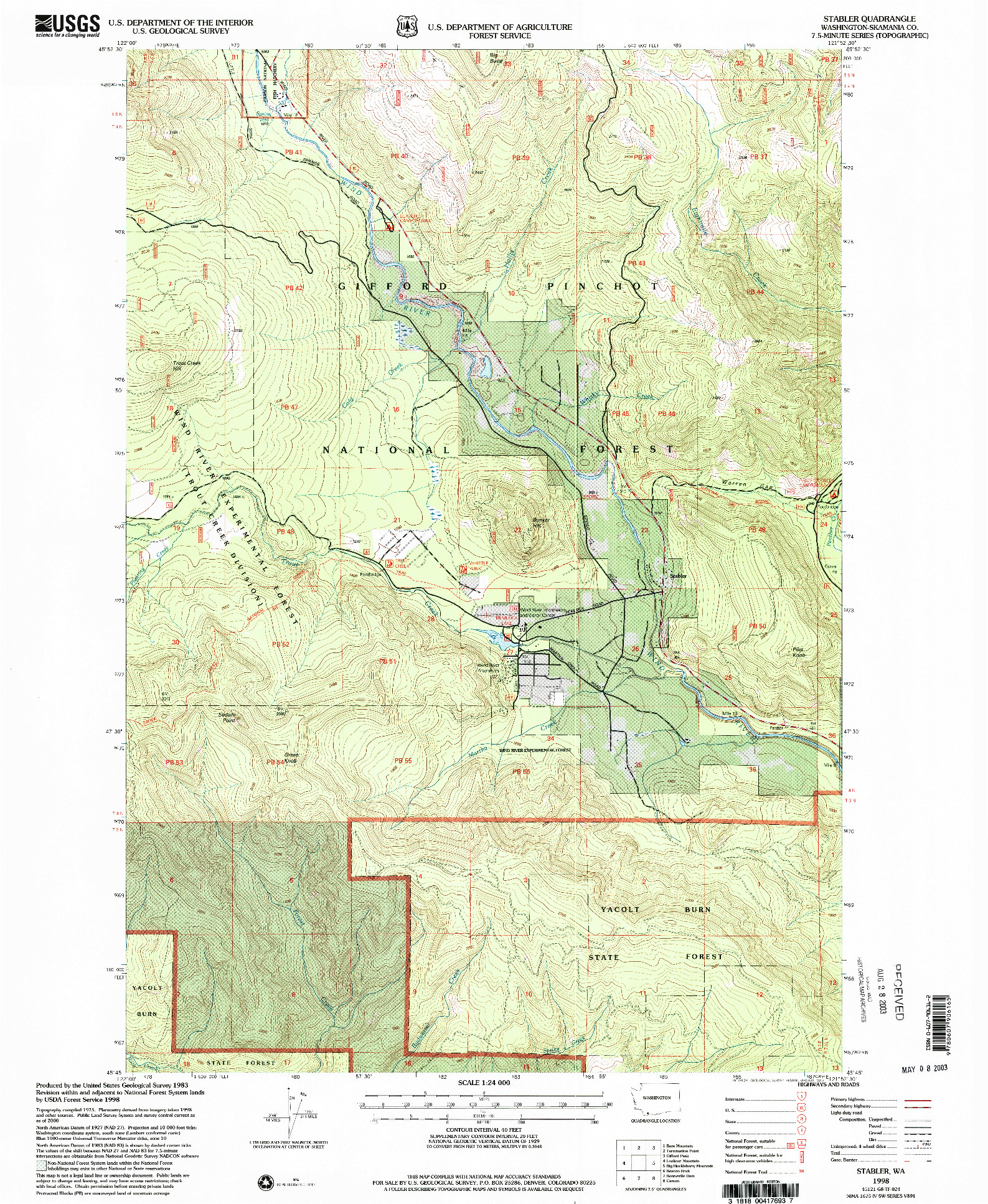 USGS 1:24000-SCALE QUADRANGLE FOR STABLER, WA 1998