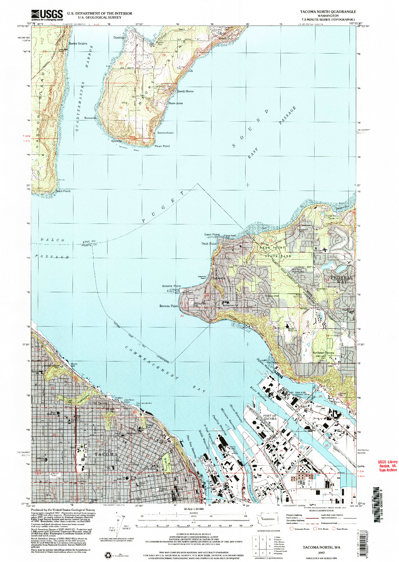 USGS 1:24000-SCALE QUADRANGLE FOR TACOMA NORTH, WA 1997