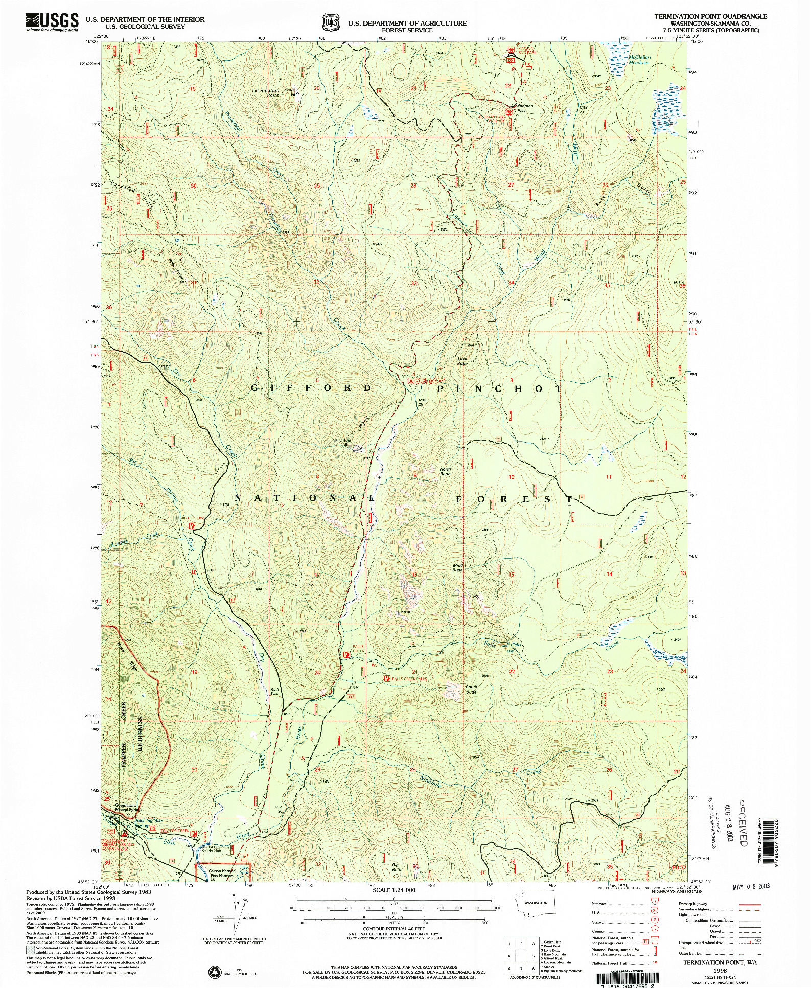 USGS 1:24000-SCALE QUADRANGLE FOR TERMINATION POINT, WA 1998