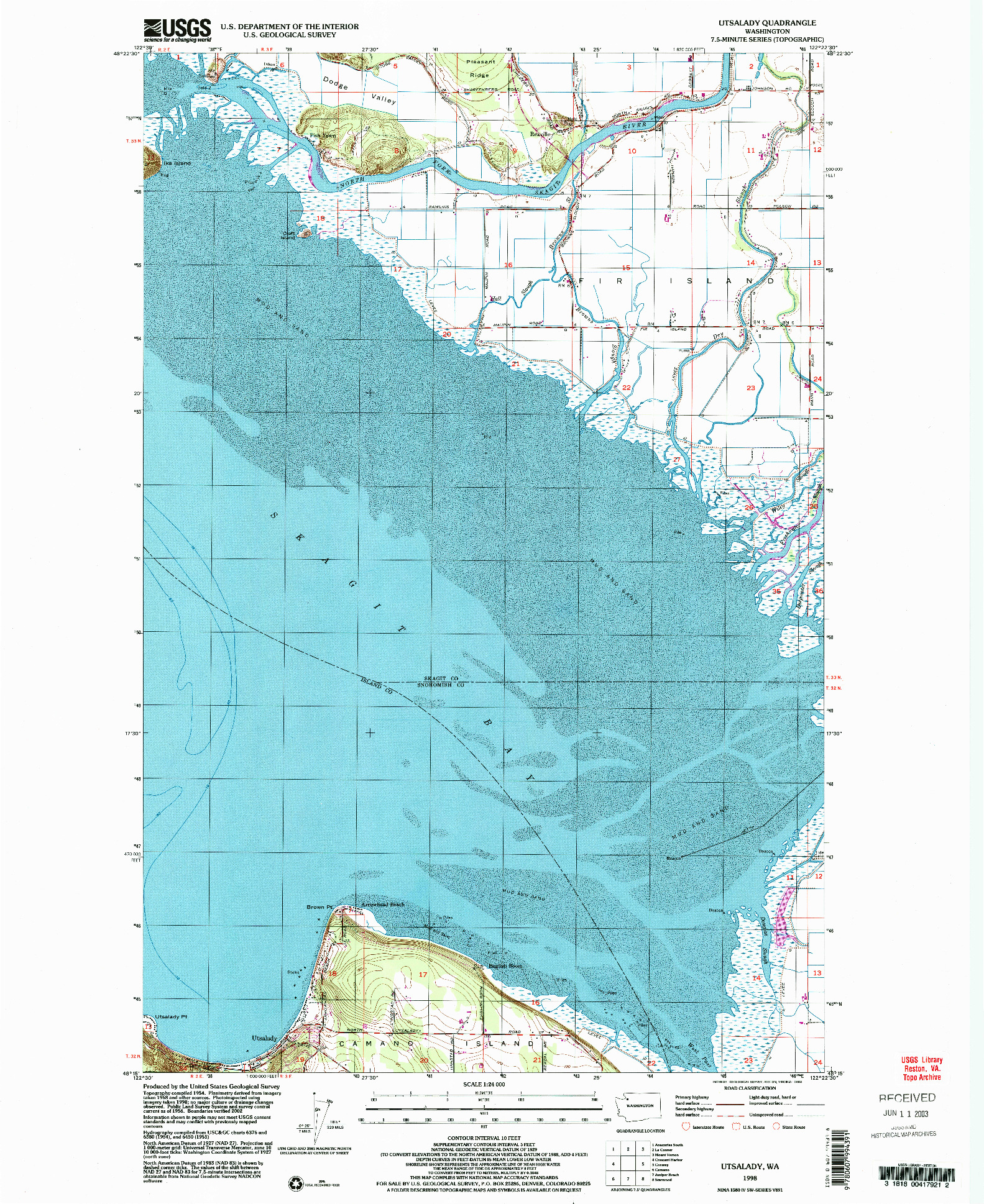 USGS 1:24000-SCALE QUADRANGLE FOR UTSALADY, WA 1998