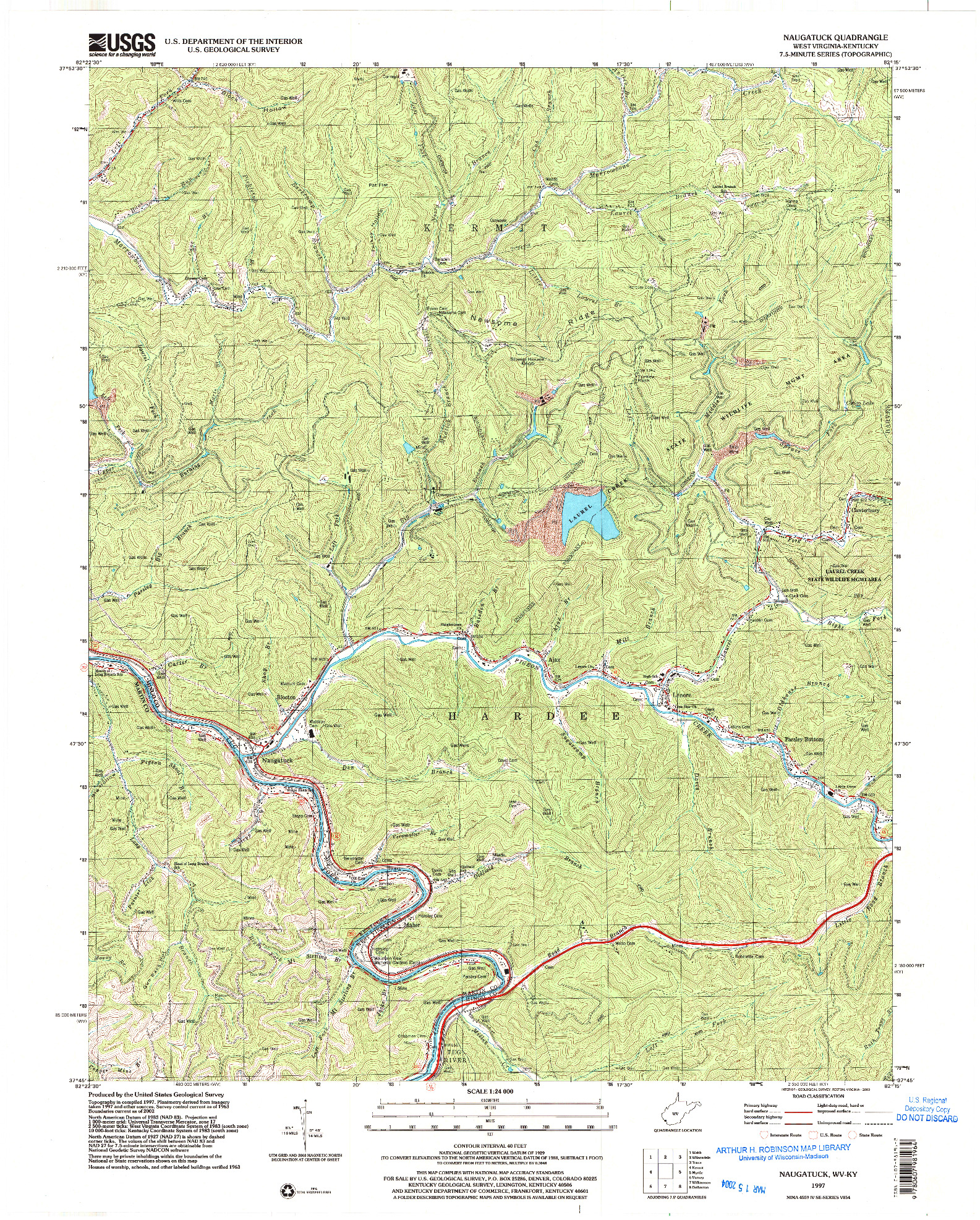 USGS 1:24000-SCALE QUADRANGLE FOR NAUGATUCK, WV 1997