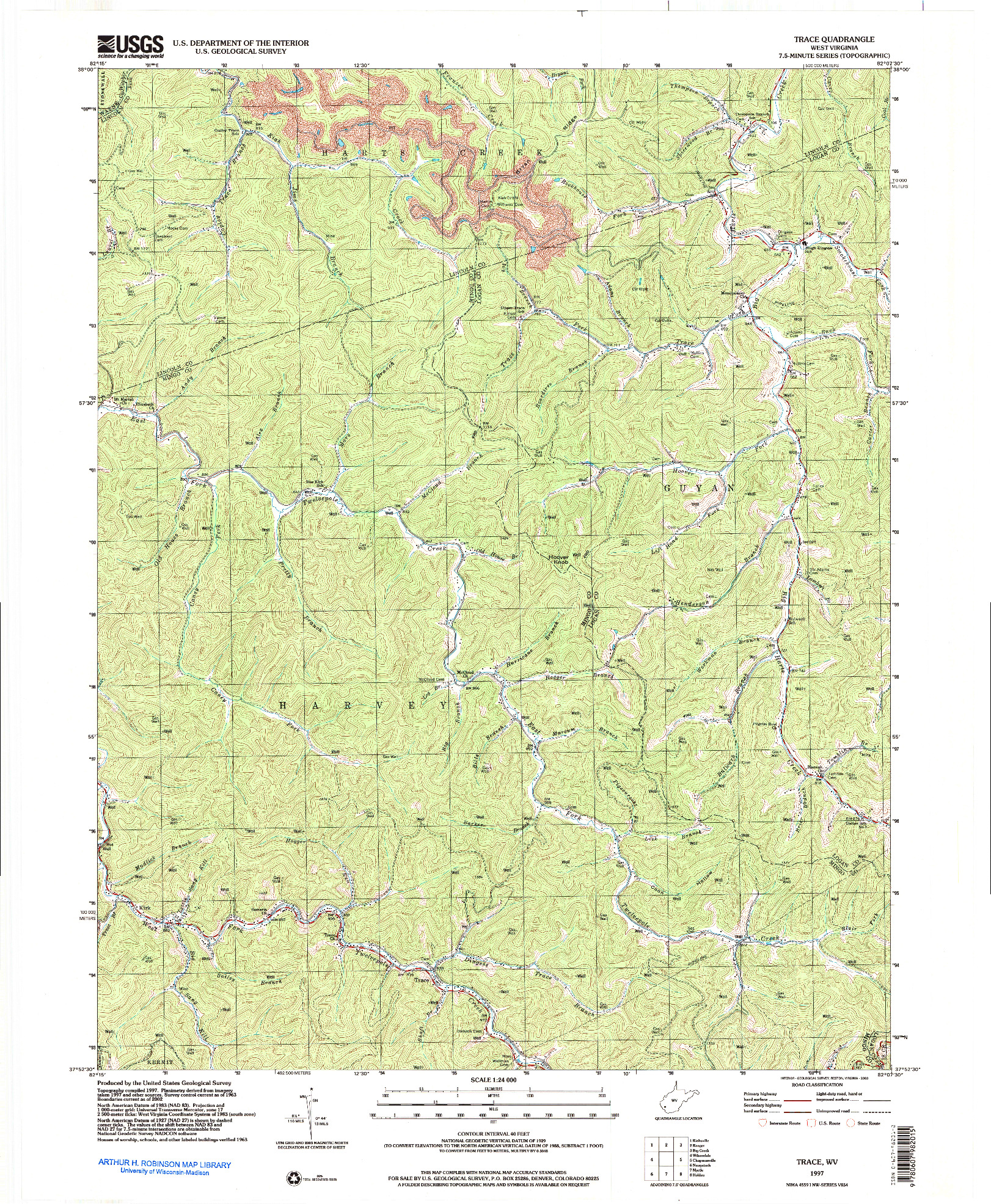 USGS 1:24000-SCALE QUADRANGLE FOR TRACE, WV 1997