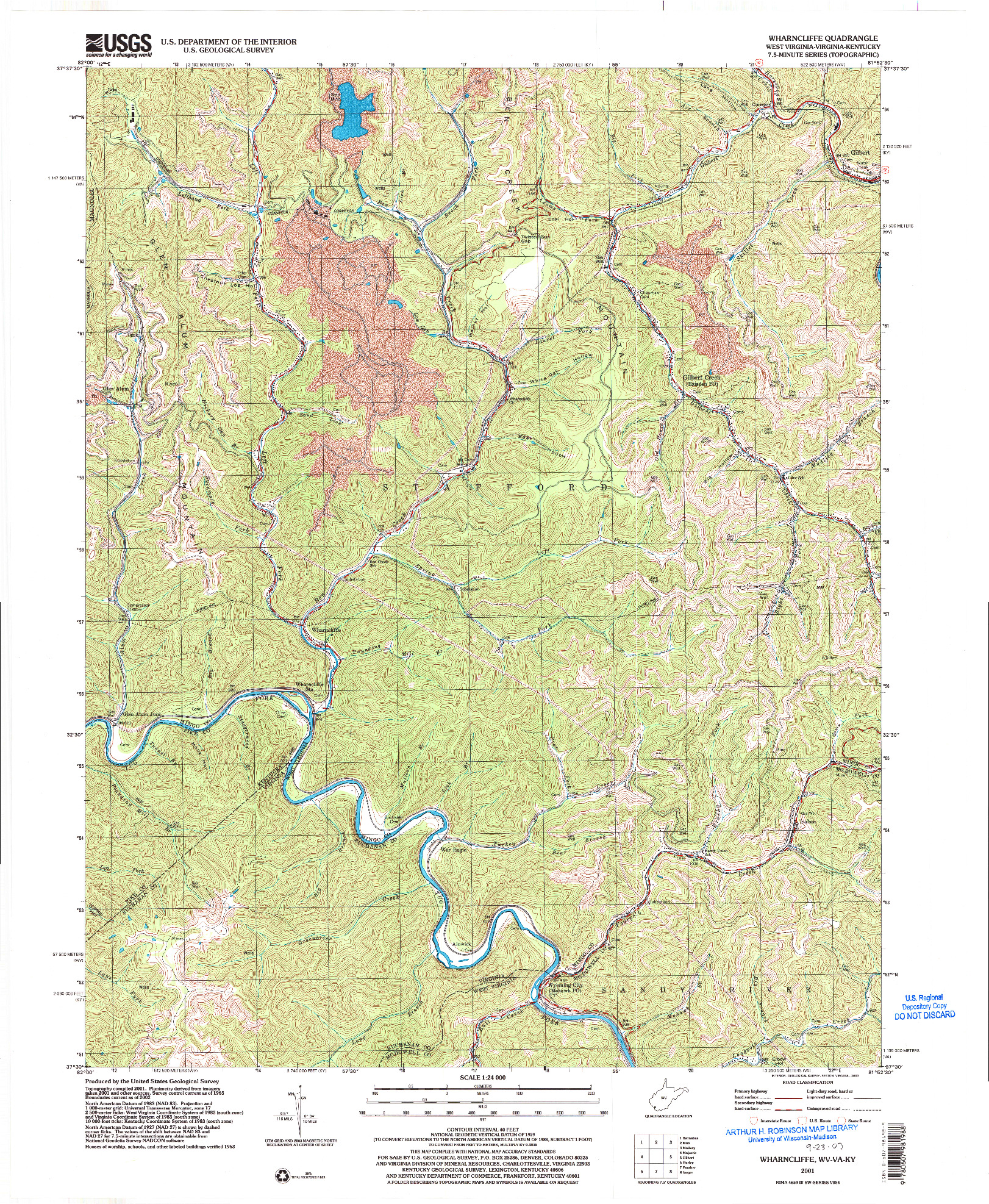 USGS 1:24000-SCALE QUADRANGLE FOR WHARNCLIFFE, WV 2001