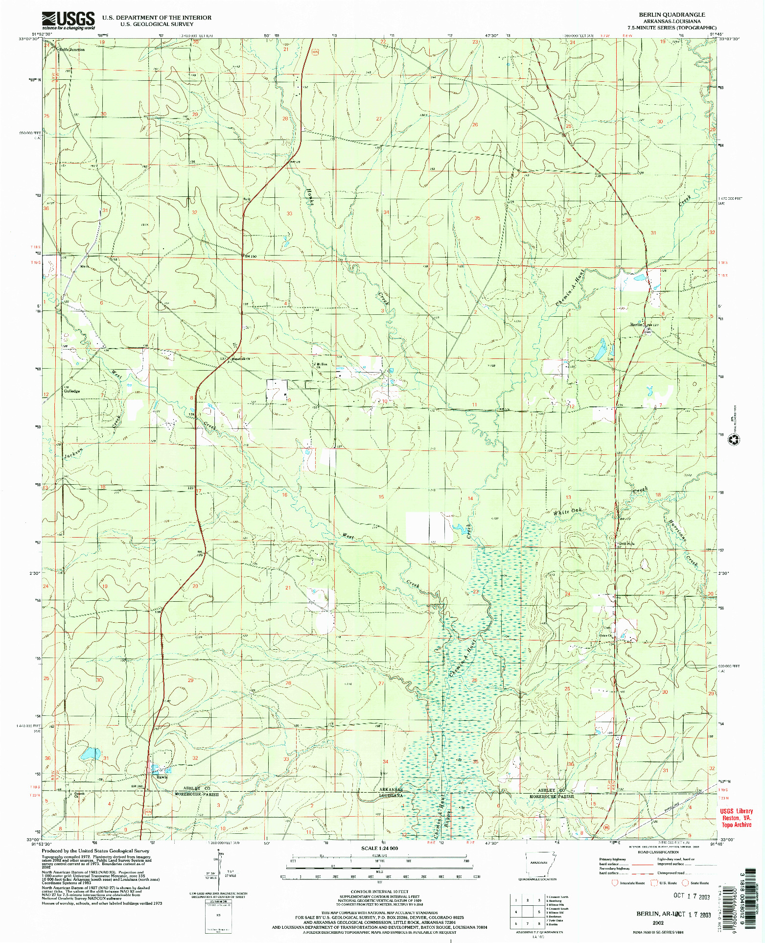 USGS 1:24000-SCALE QUADRANGLE FOR BERLIN, AR 2002