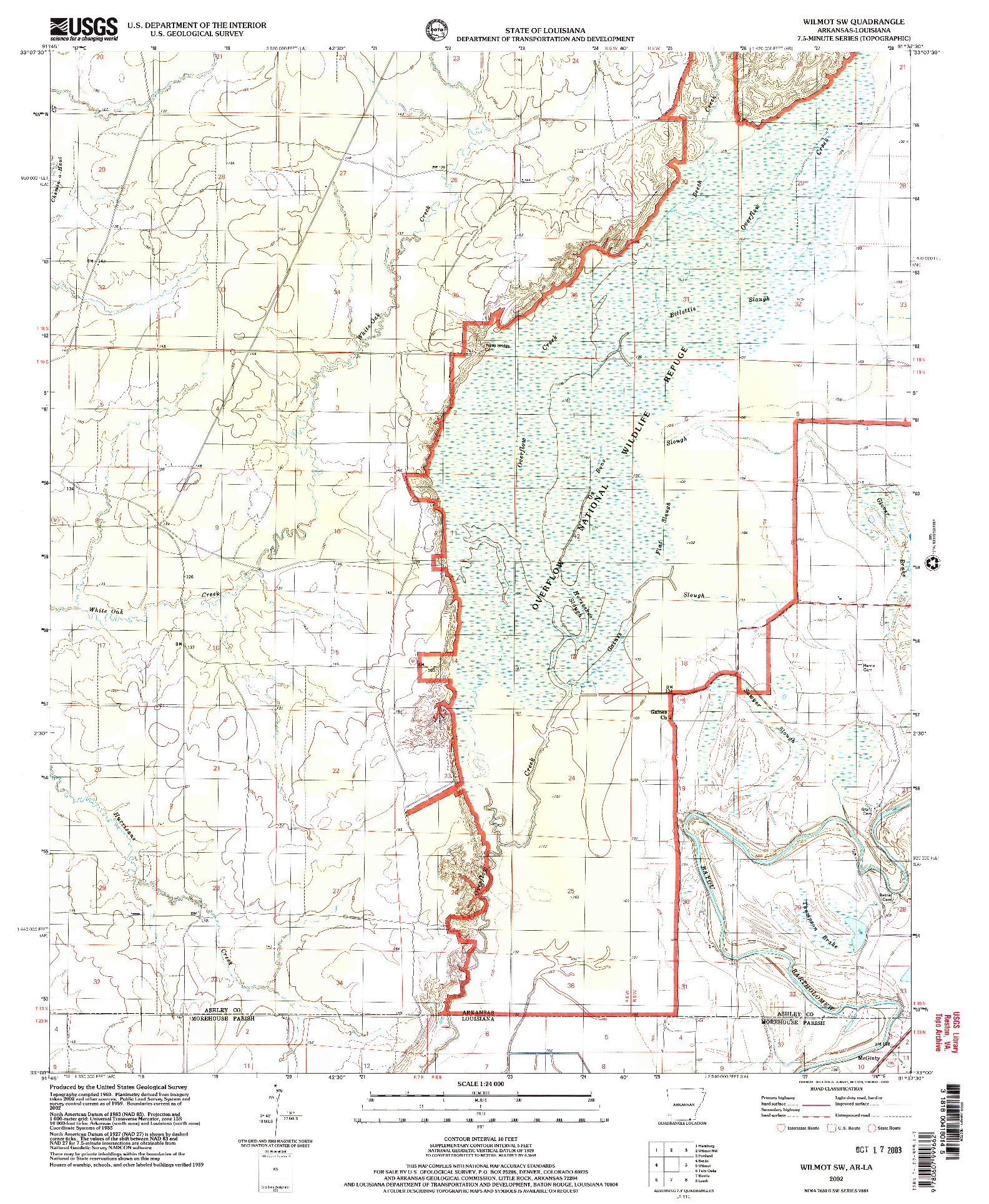 USGS 1:24000-SCALE QUADRANGLE FOR WILMOT SW, AR 2002