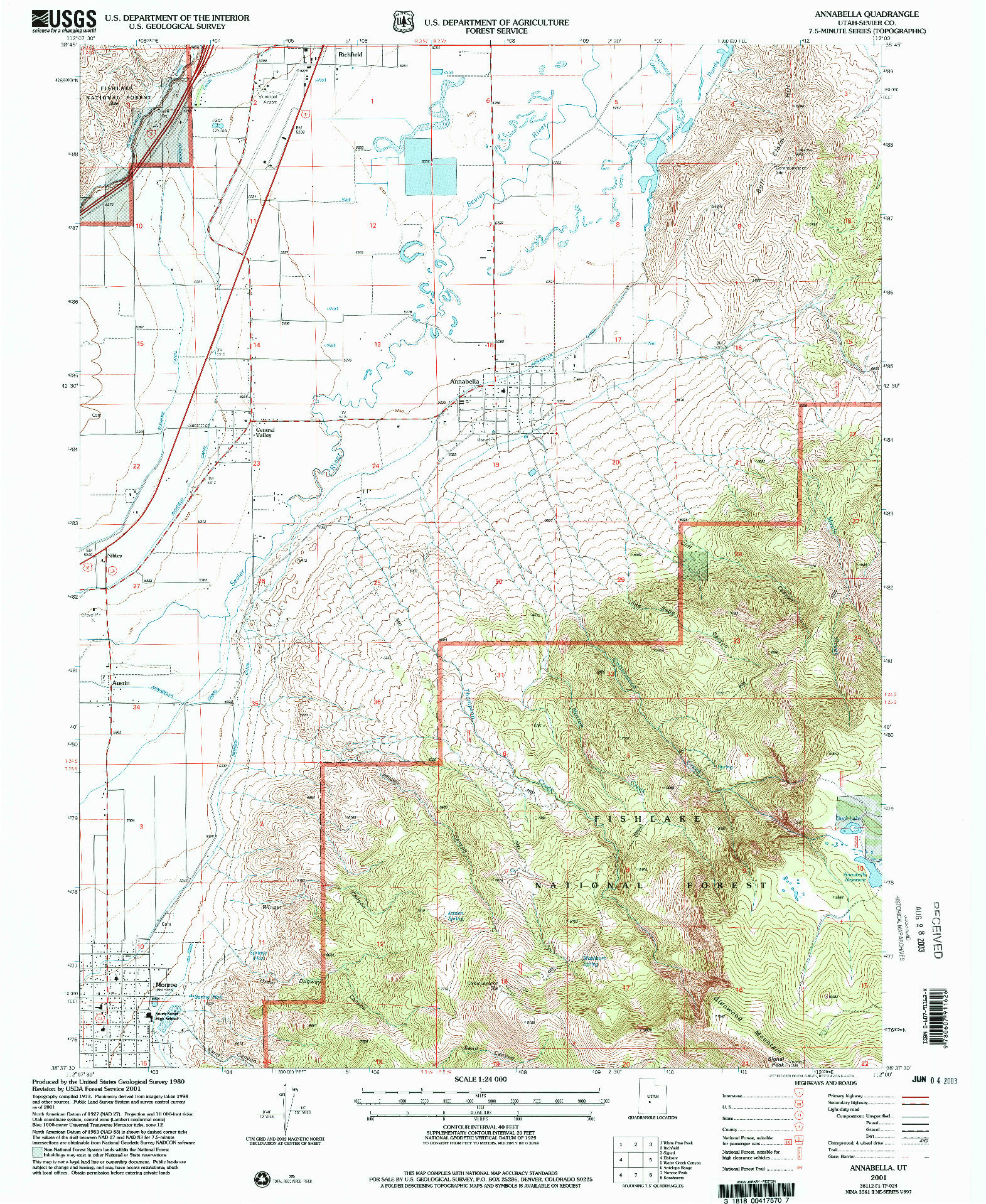 USGS 1:24000-SCALE QUADRANGLE FOR ANNABELLA, UT 2001