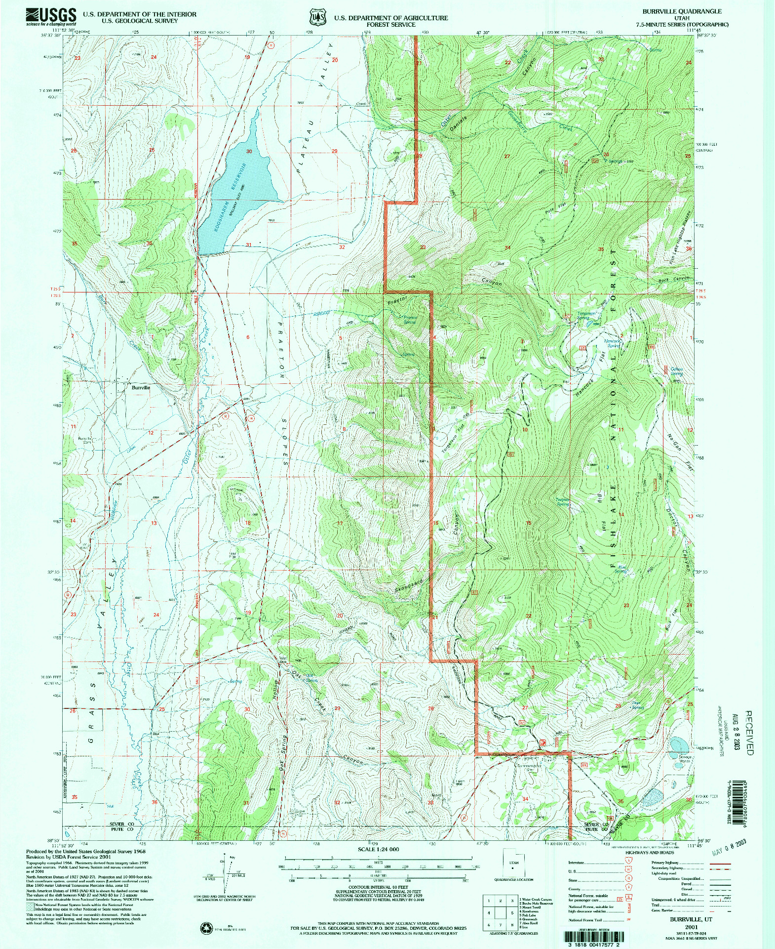 USGS 1:24000-SCALE QUADRANGLE FOR BURRVILLE, UT 2001