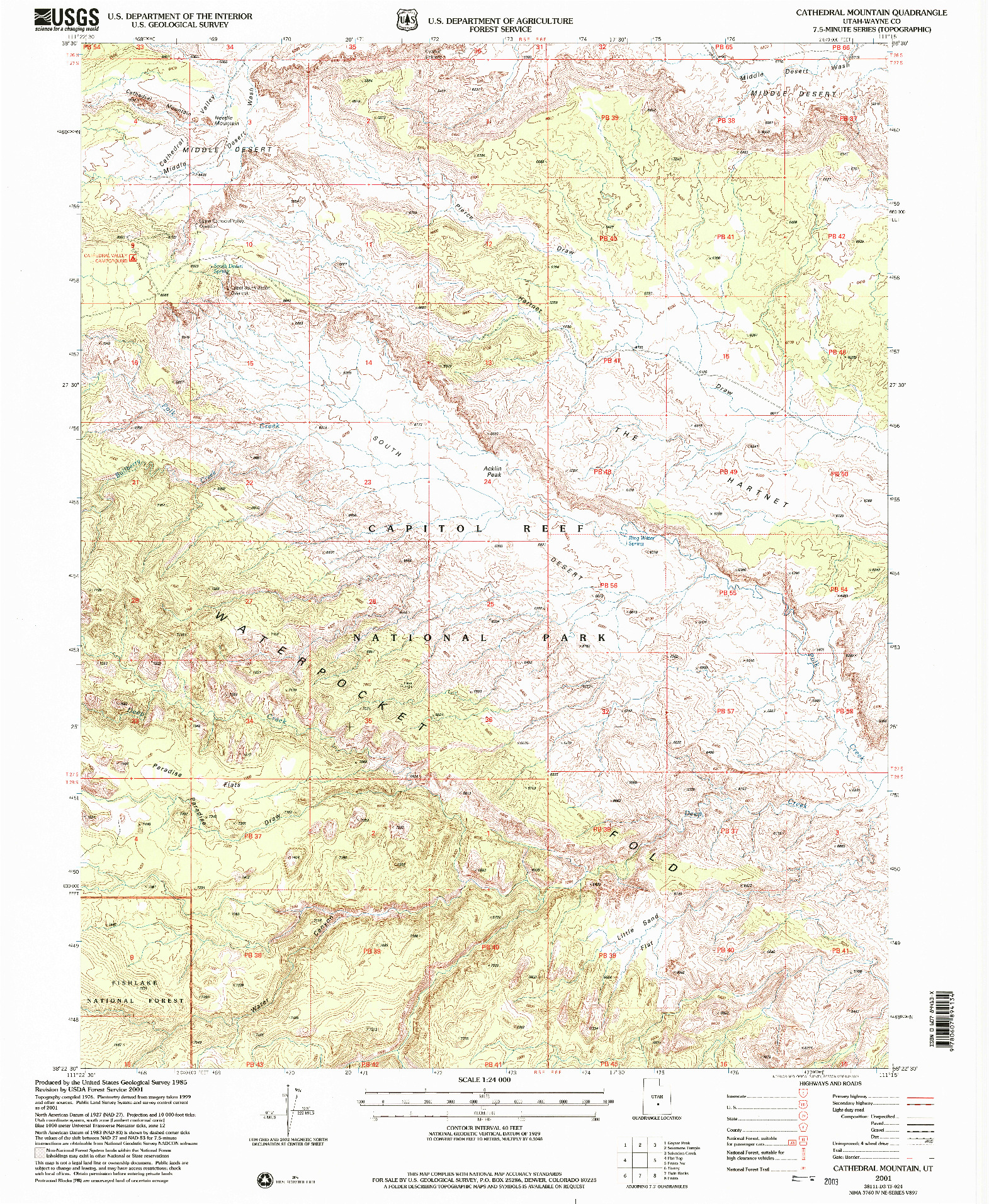 USGS 1:24000-SCALE QUADRANGLE FOR CATHEDRAL MOUNTAIN, UT 2001