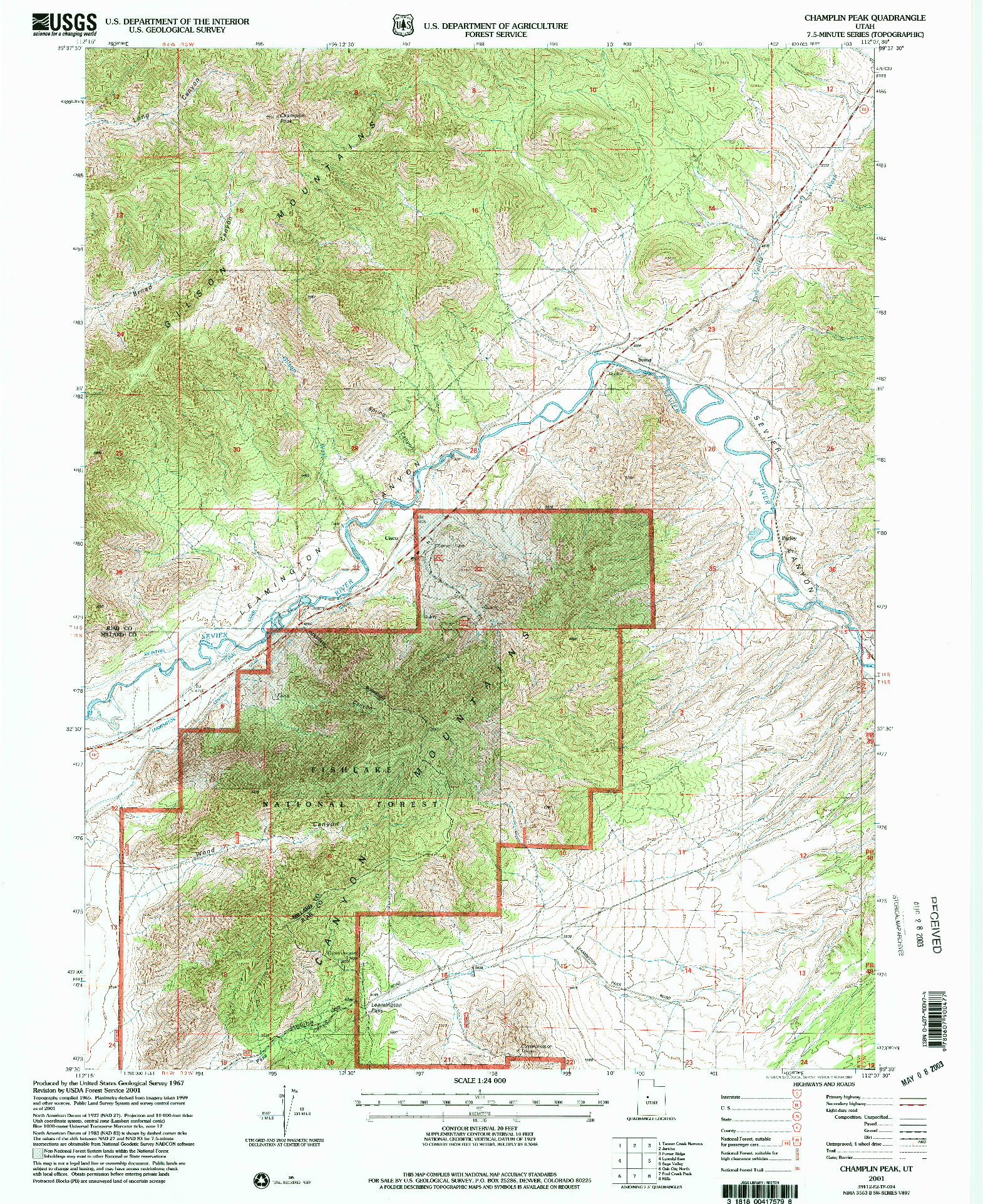 USGS 1:24000-SCALE QUADRANGLE FOR CHAMPLIN PEAK, UT 2001