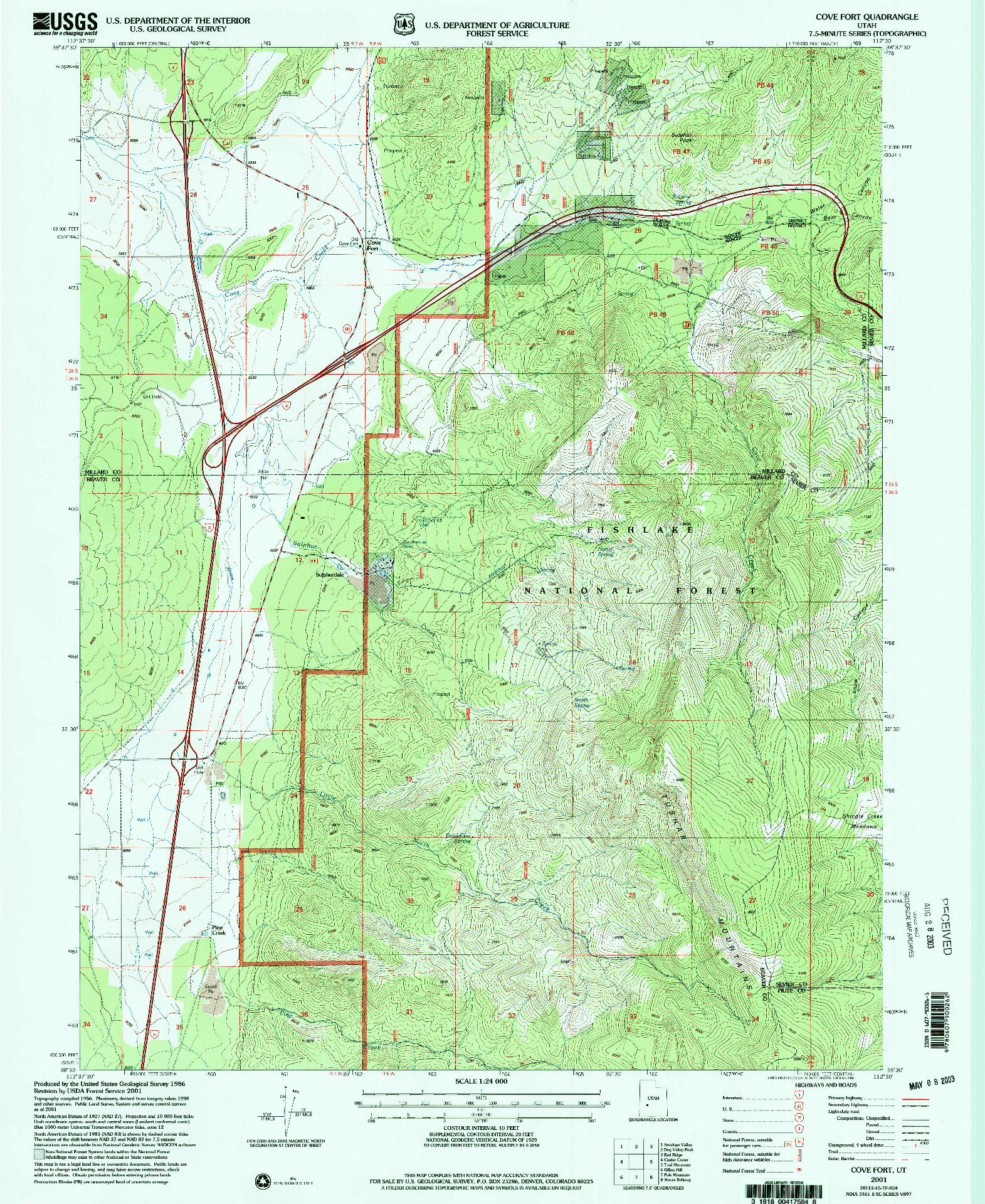 USGS 1:24000-SCALE QUADRANGLE FOR COVE FORT, UT 2001