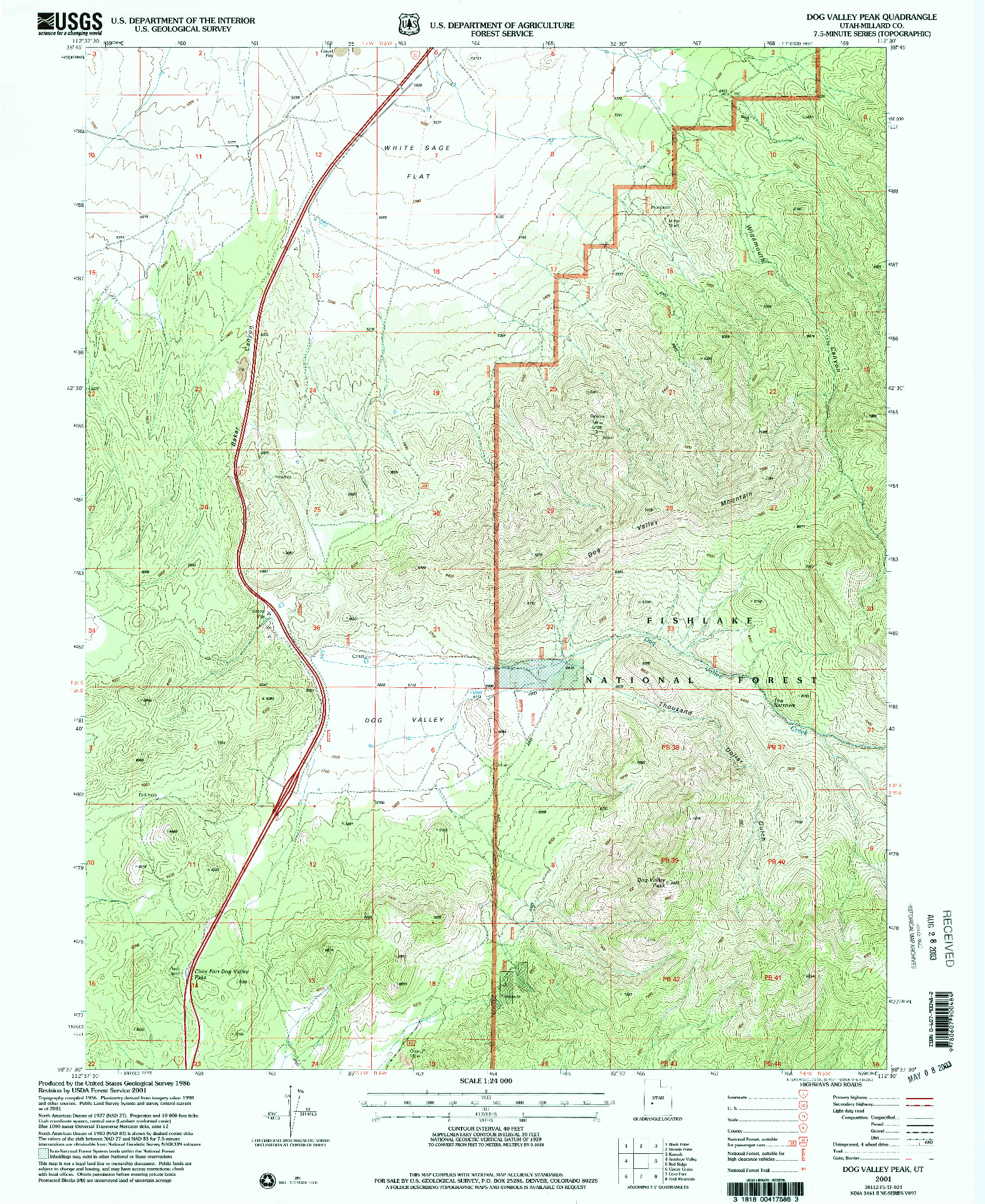USGS 1:24000-SCALE QUADRANGLE FOR DOG VALLEY PEAK, UT 2001