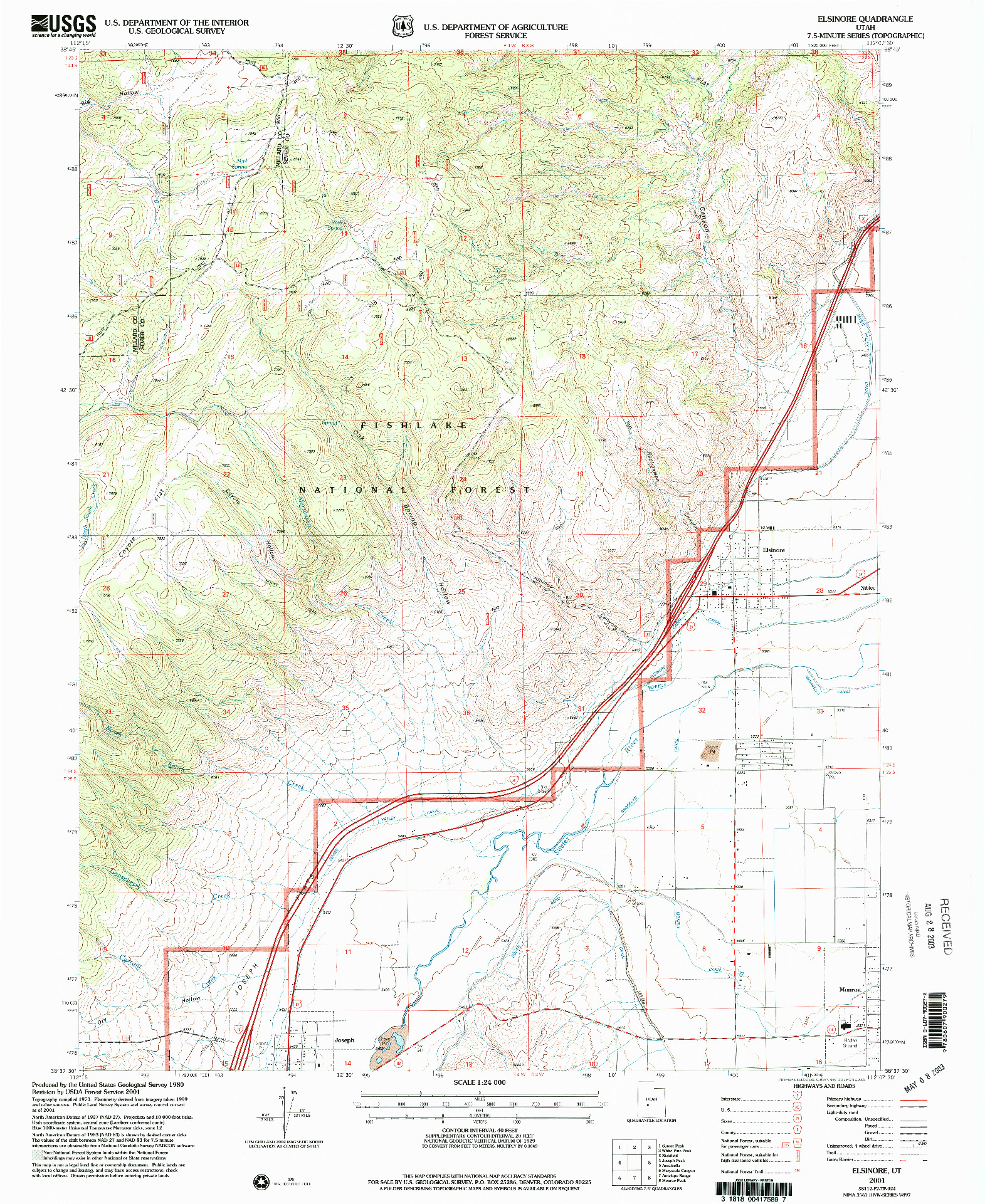 USGS 1:24000-SCALE QUADRANGLE FOR ELSINORE, UT 2001