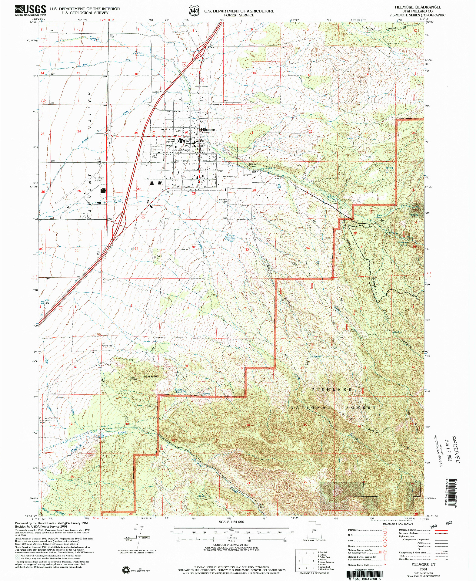USGS 1:24000-SCALE QUADRANGLE FOR FILLMORE, UT 2001