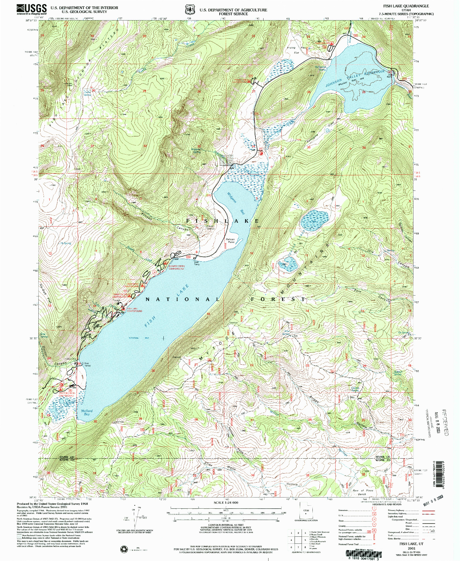 USGS 1:24000-SCALE QUADRANGLE FOR FISH LAKE, UT 2001