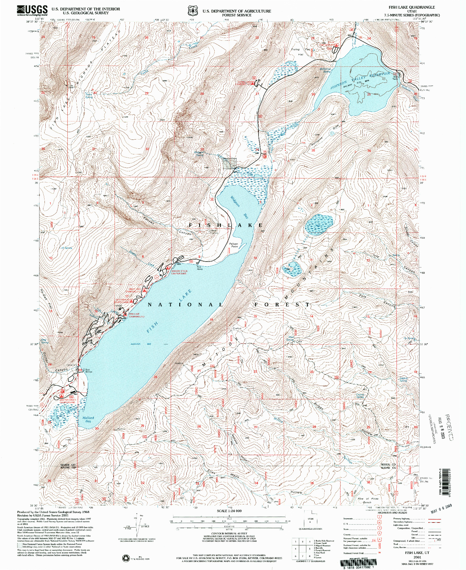 USGS 1:24000-SCALE QUADRANGLE FOR FISH LAKE, UT 2001