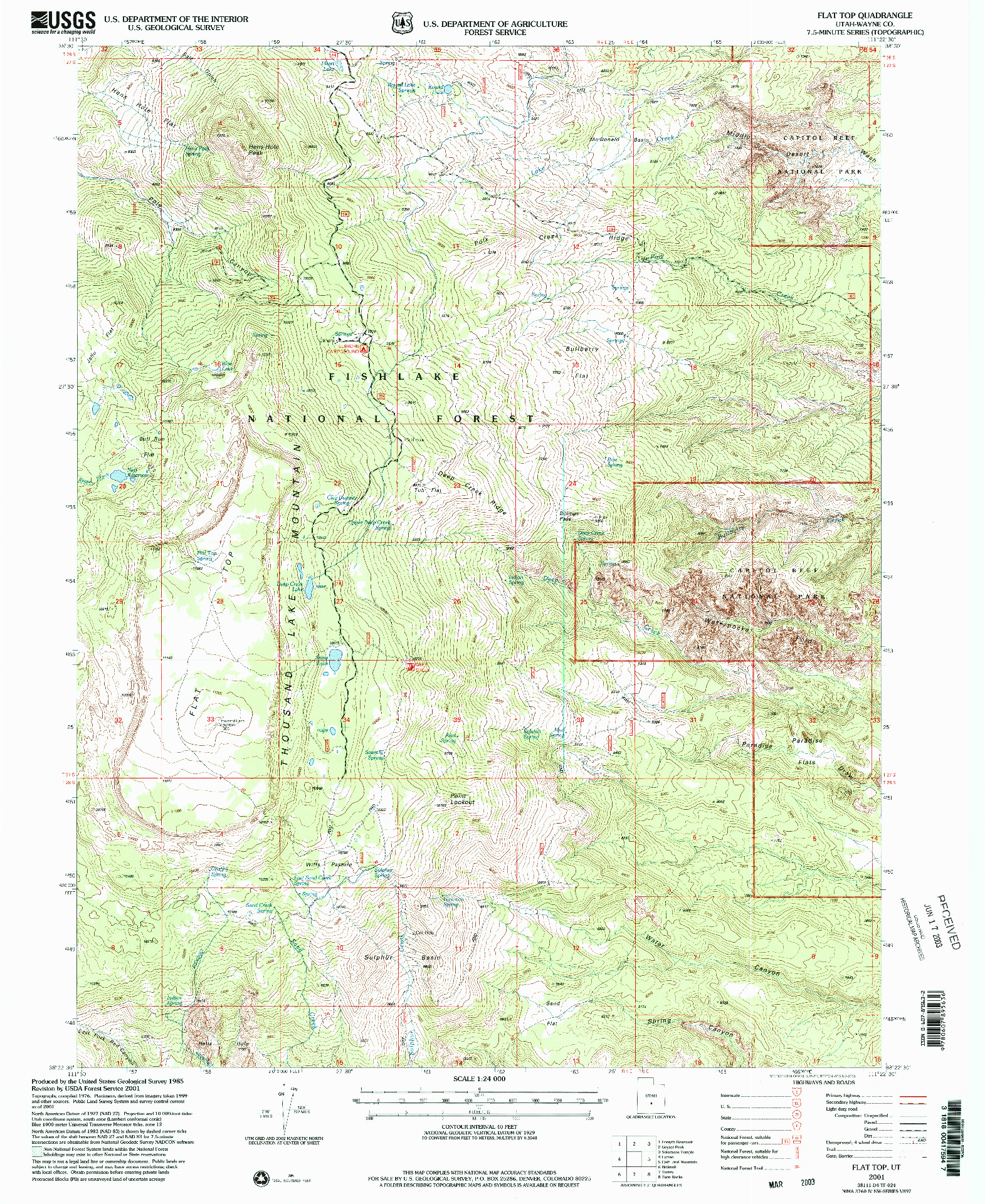 USGS 1:24000-SCALE QUADRANGLE FOR FLAT TOP, UT 2001