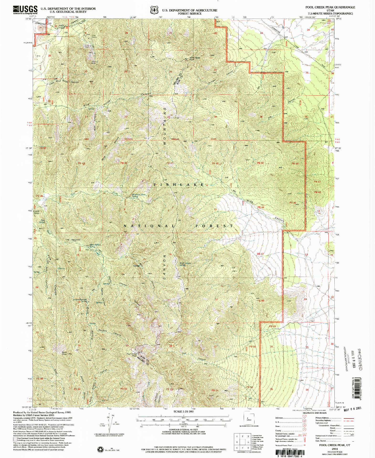 USGS 1:24000-SCALE QUADRANGLE FOR FOOL CREEK PEAK, UT 2001