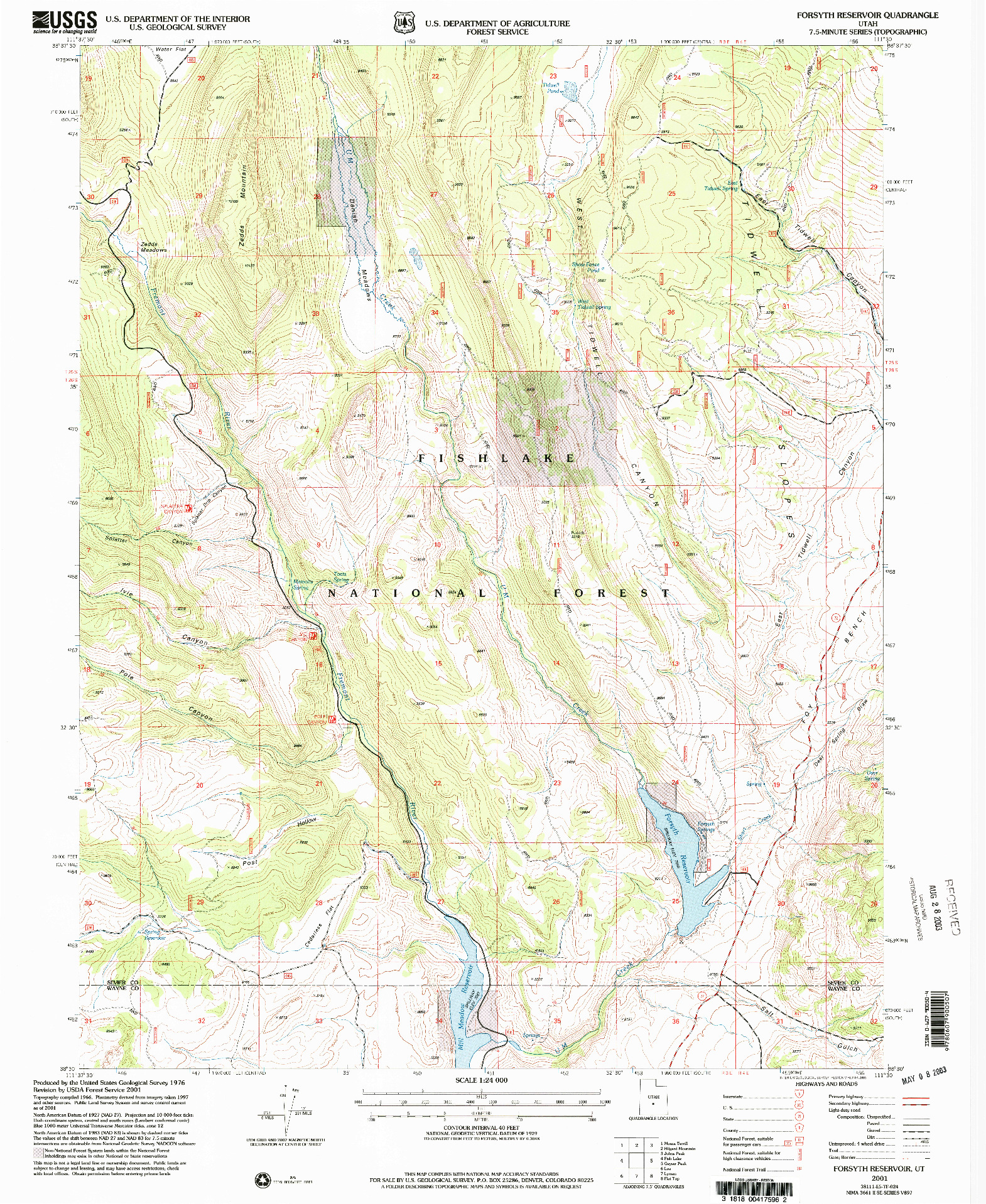 USGS 1:24000-SCALE QUADRANGLE FOR FORSYTH RESERVOIR, UT 2001