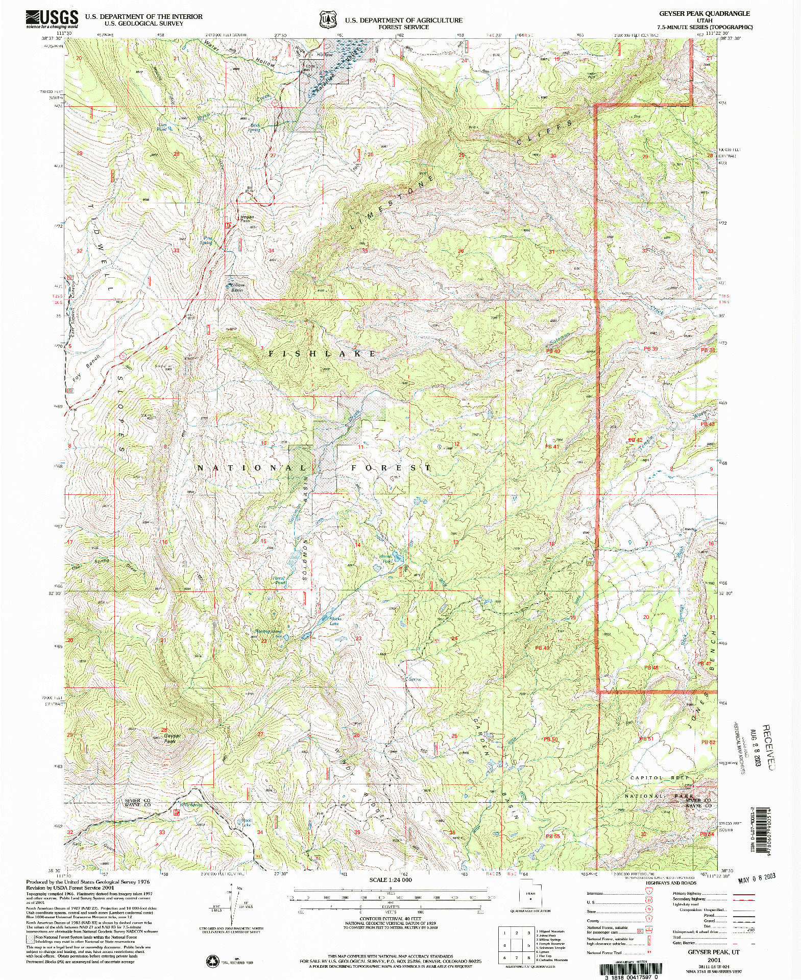 USGS 1:24000-SCALE QUADRANGLE FOR GEYSER PEAK, UT 2001